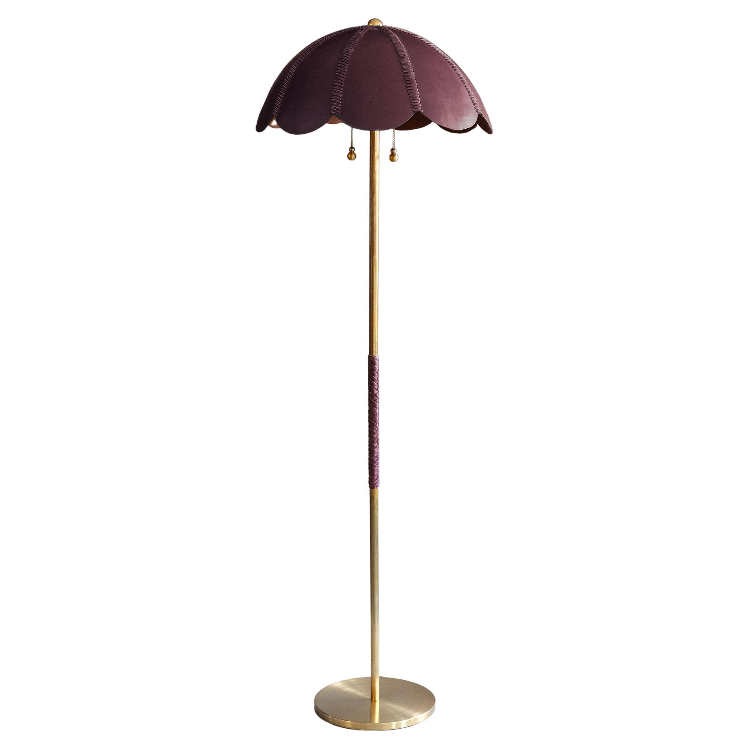 Leather Floor Lamp, Berry, Capa, Saddle Lamp Collection For Sale