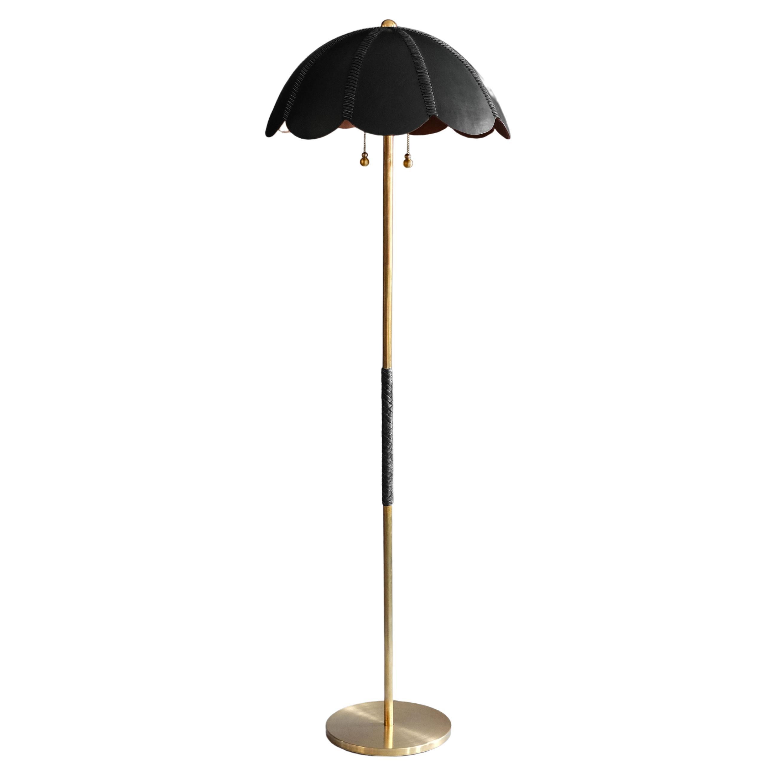 Leather Floor Lamp, Black, Capa, Saddle Lamp Collection For Sale