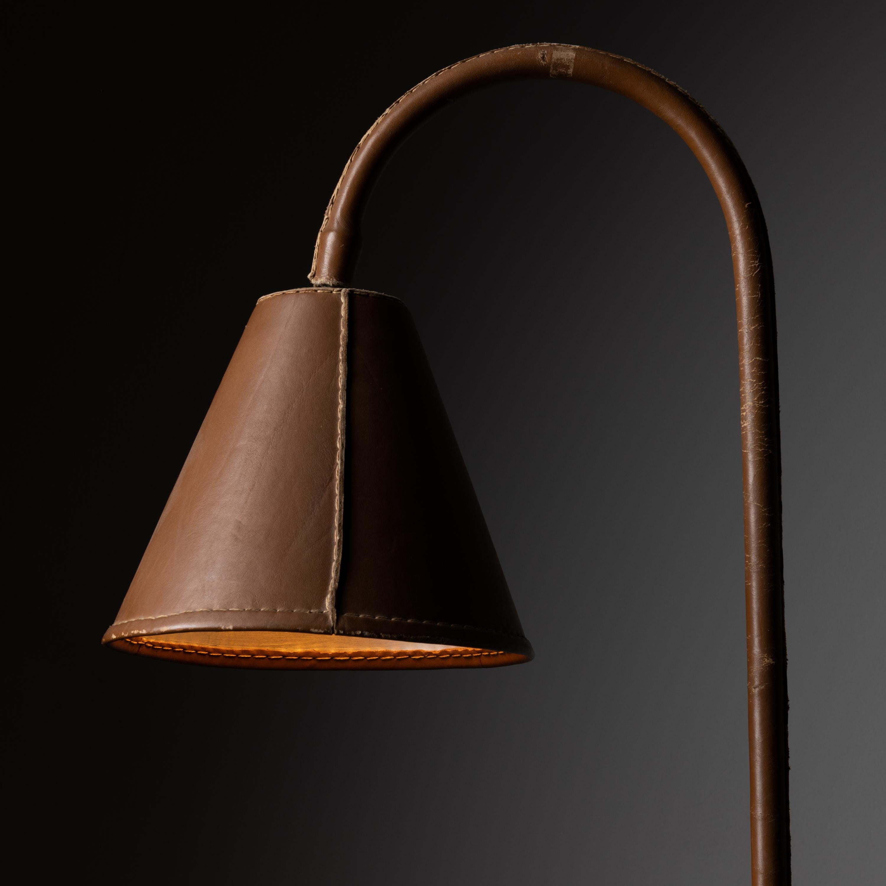 Spanish Leather Floor Lamp by Jacques Adnet for Valenti