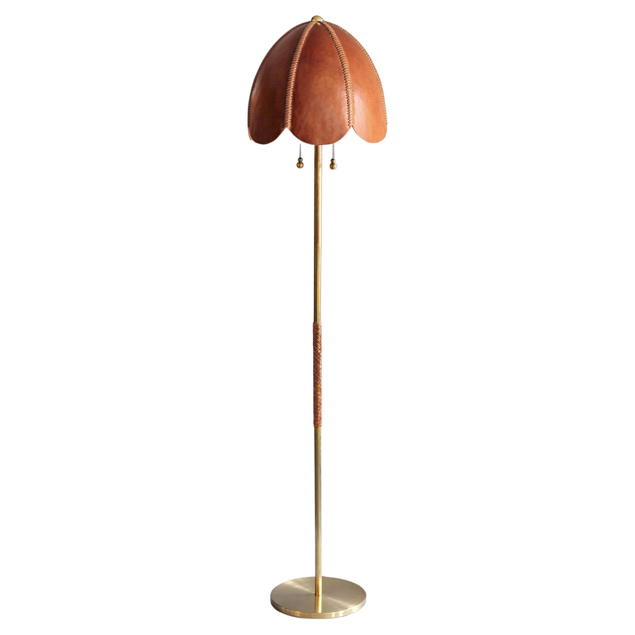 Leather Floor Lamp, Camel, Doma, Saddle Lamp Collection For Sale
