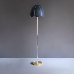 Leder-Stehlampe, Kobalt, Doma, Sattellampe-Kollektion