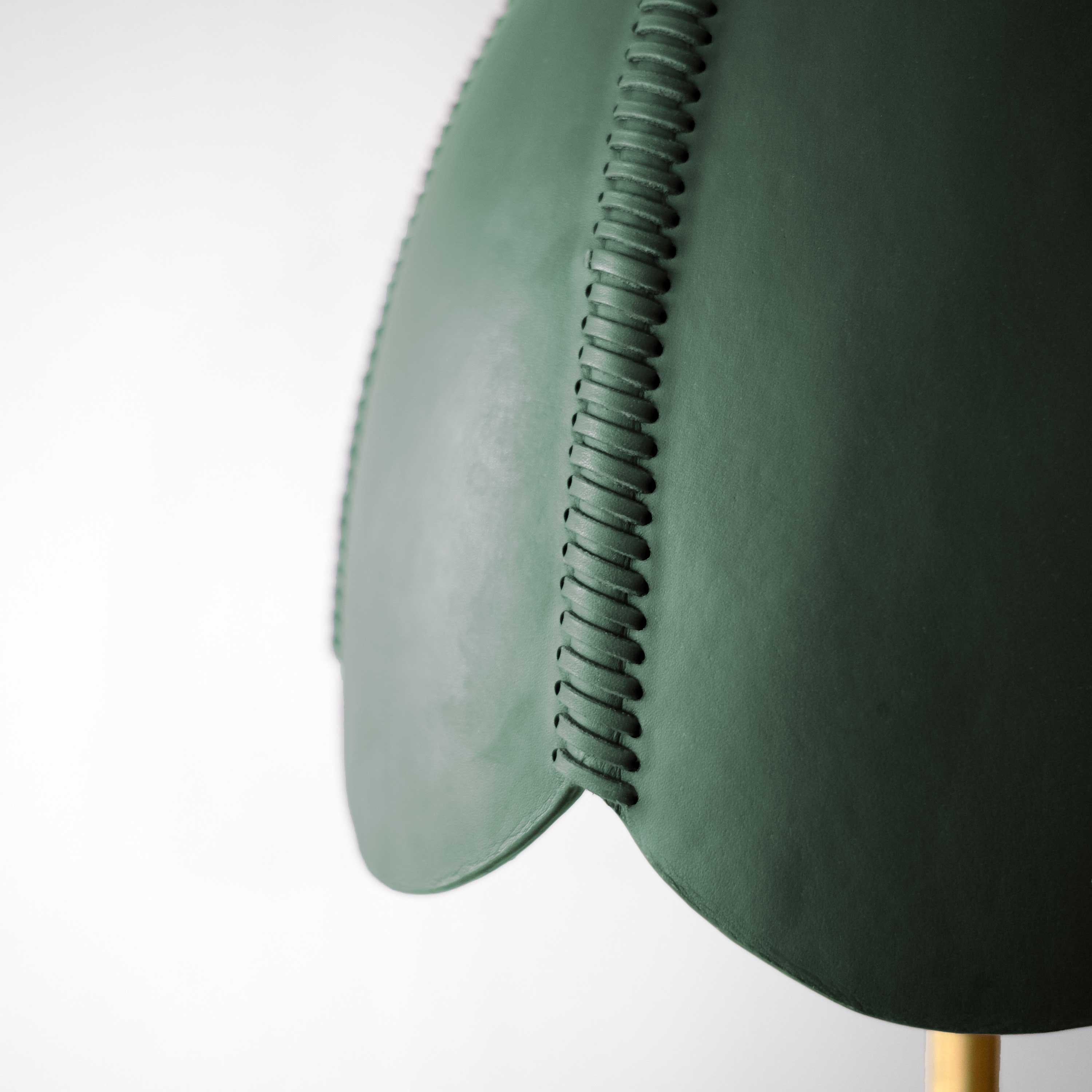 Mid-Century Modern Leather Floor Lamp, Emerald Green, Doma, Saddle Lamp Collection For Sale