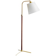 Leather Floor Lamp in the Style of Jacques Adnet