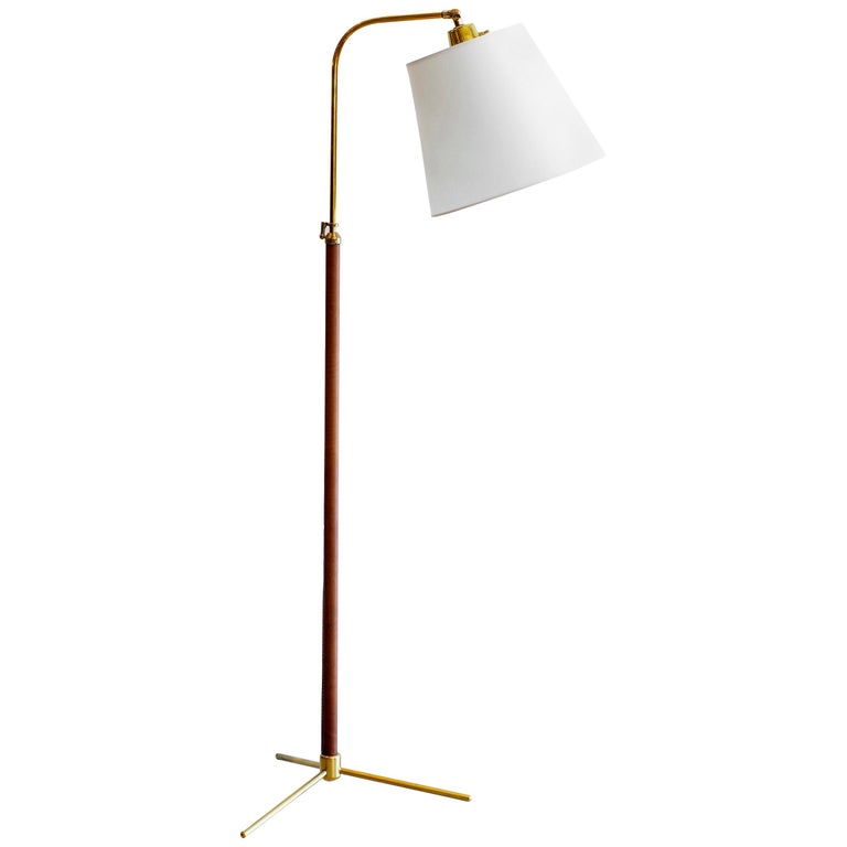 Leather Floor Lamp in the Style of Jacques at 1stDibs
