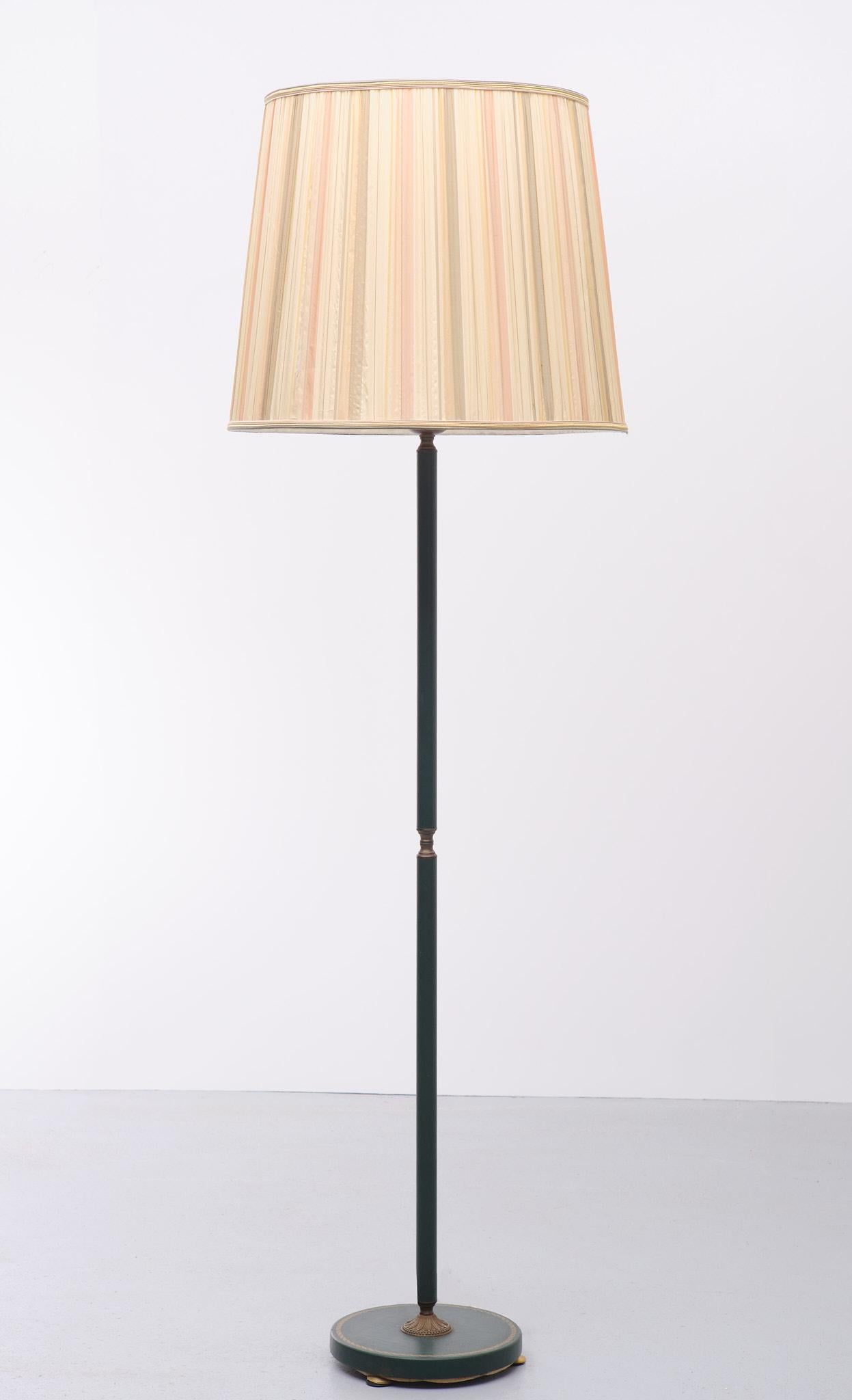 Mid-Century Modern Leather Floor Lamp Jacques Adnet Style, 1960s For Sale