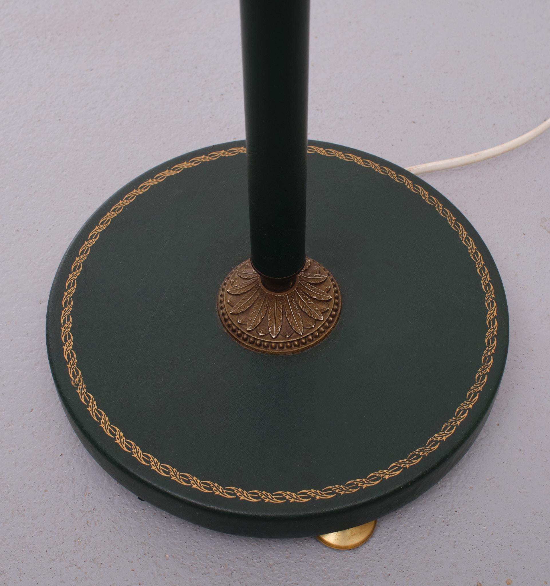 Leather Floor Lamp Jacques Adnet Style, 1960s In Good Condition For Sale In Den Haag, NL
