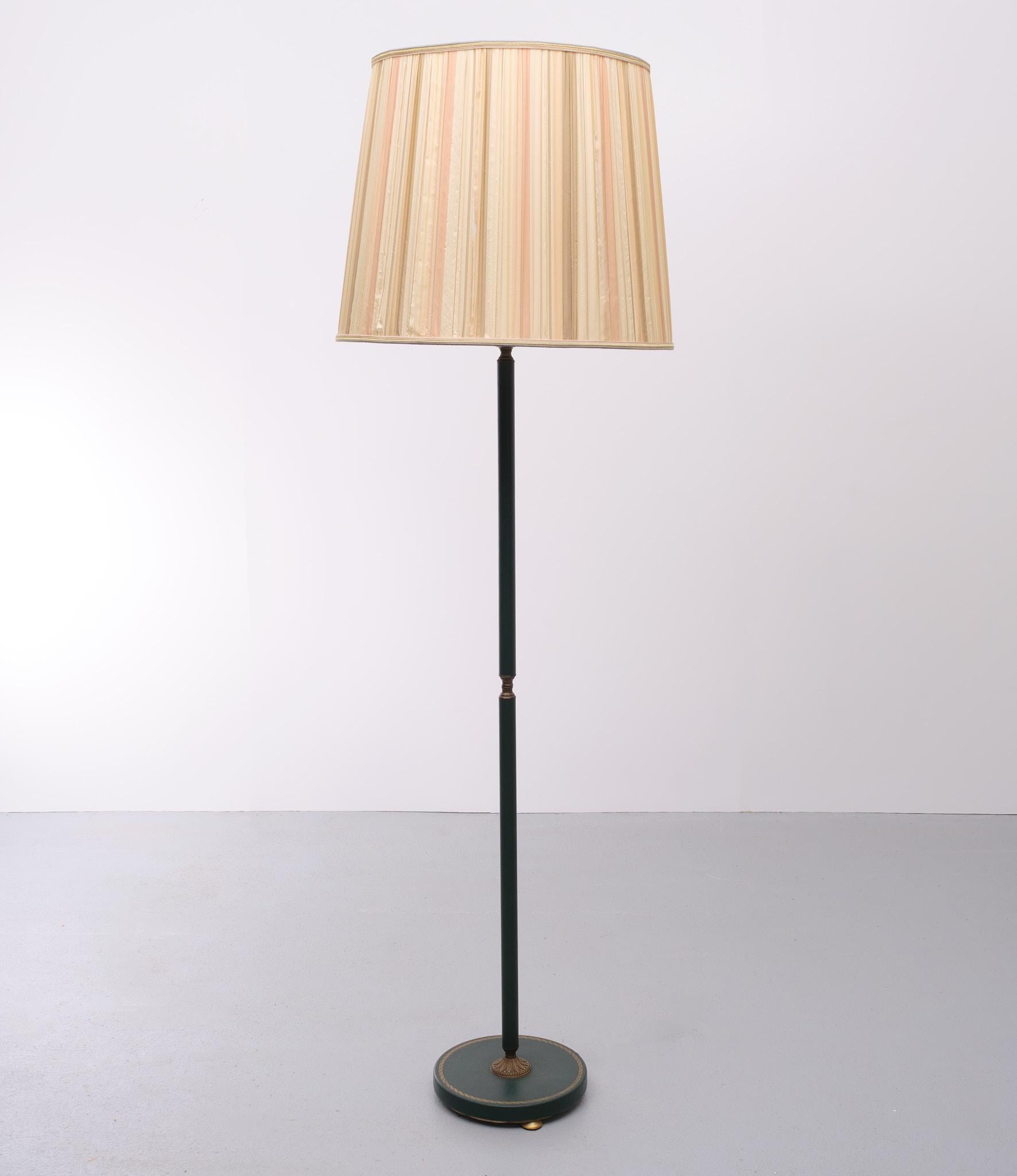 Mid-20th Century Leather Floor Lamp Jacques Adnet Style, 1960s For Sale