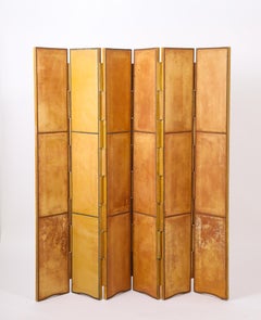 Leather Folding Screen, Spain, 1960's
