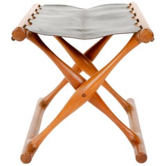 Leather Folding Stool by Poul Hundevad