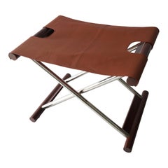 Leather Folding X-Sling Stool