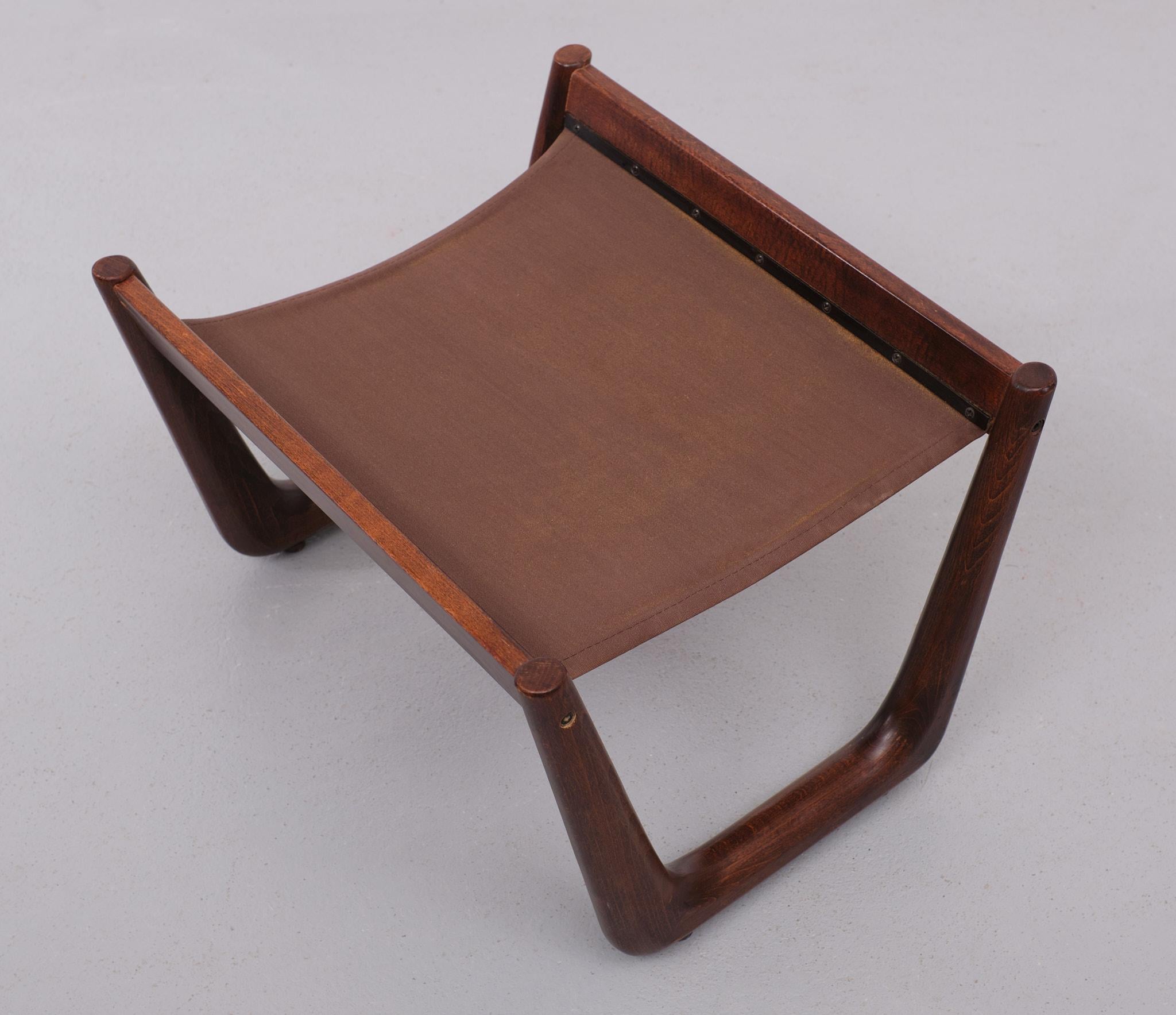 Mid-20th Century Leather foot stool  VAD Trevarefabrikk 1960s Norway 