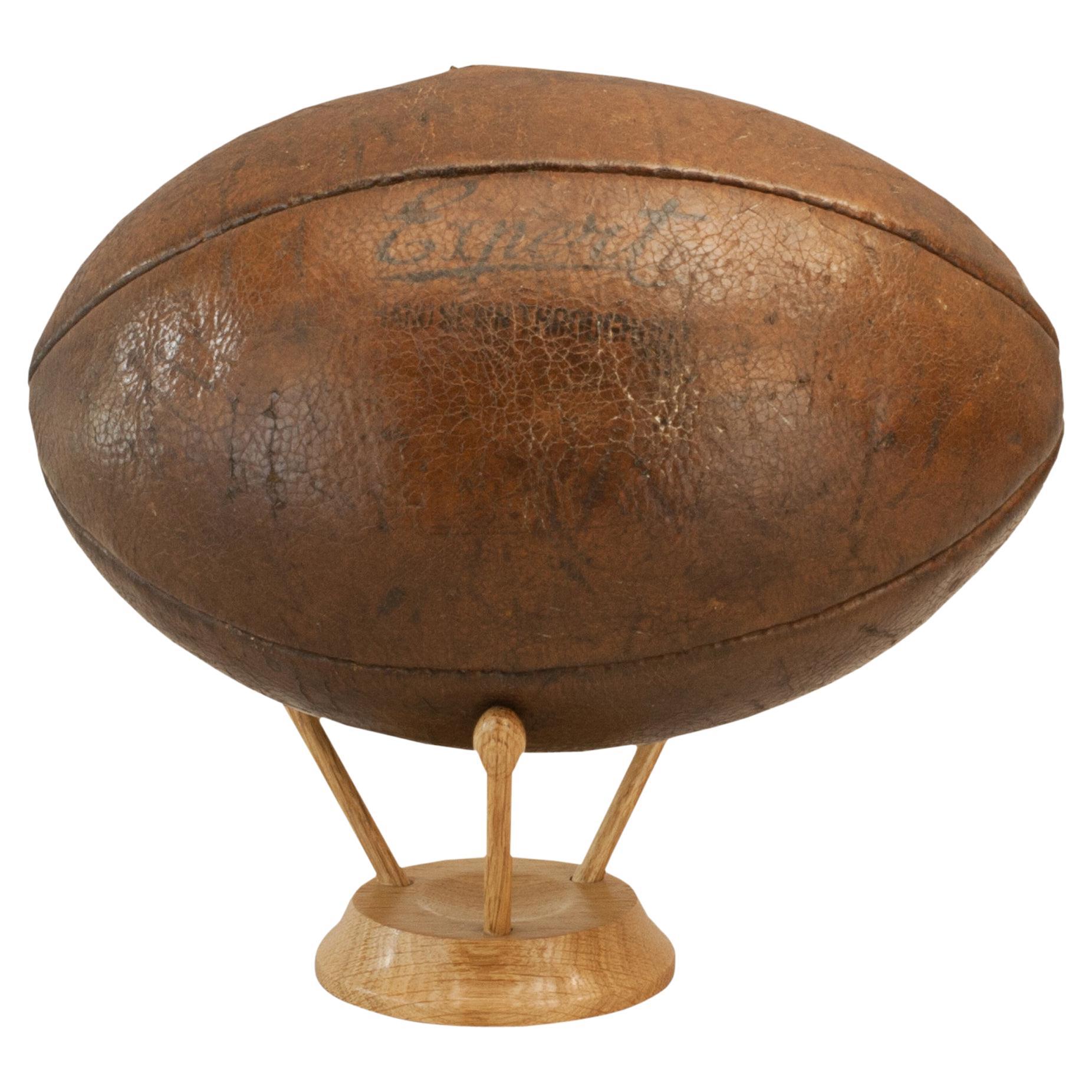 Original Vintage Leather Rugby Ball with 6 Panels at 1stDibs vintage