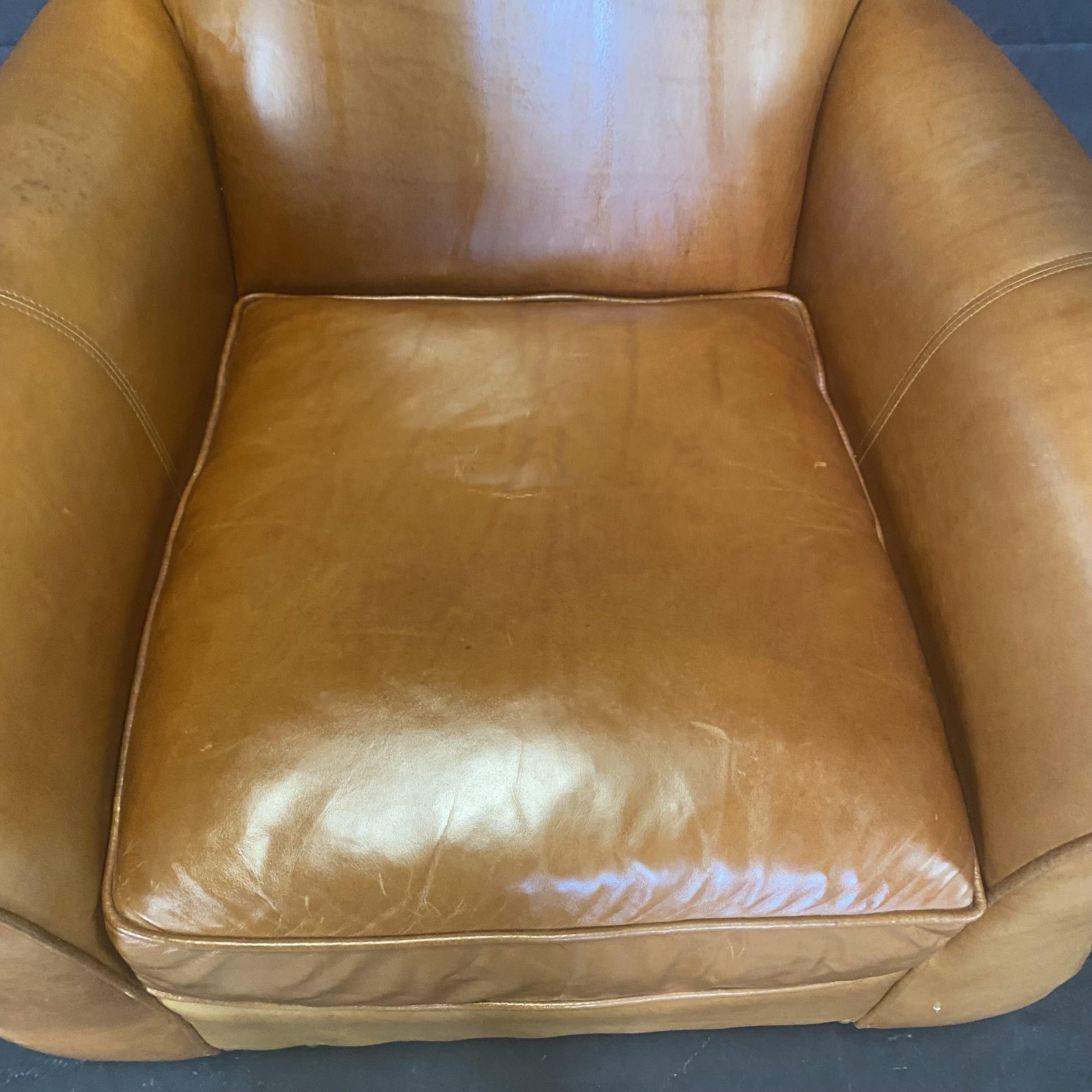 Leather French Style Upholstered Club Chair with Nailhead Trim  7