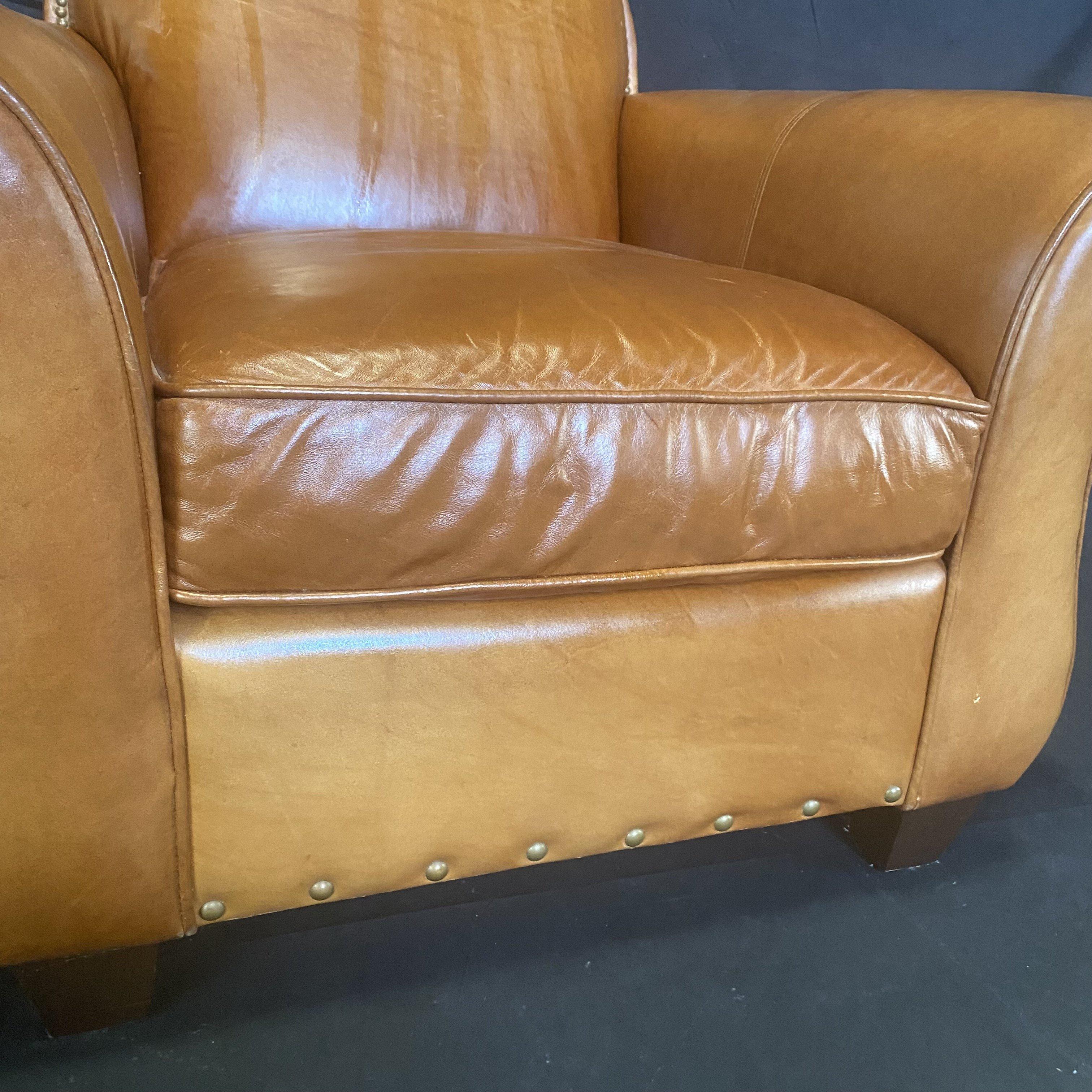 Leather French Style Upholstered Club Chair with Nailhead Trim  3