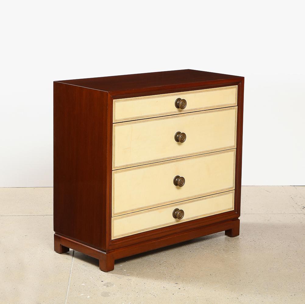 Leather Front Chest of Drawers by Tommi Parzinger for Charak Modern In Good Condition In New York, NY