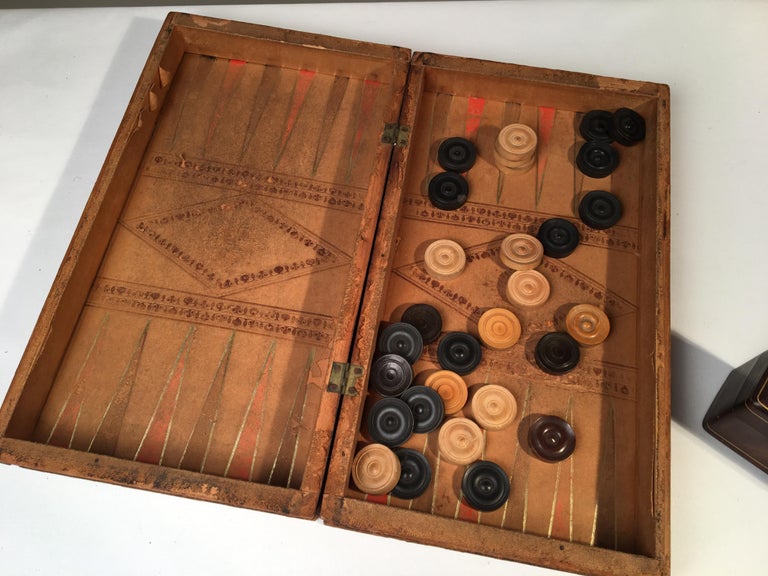 Leather Game Board and Card Box at 1stDibs