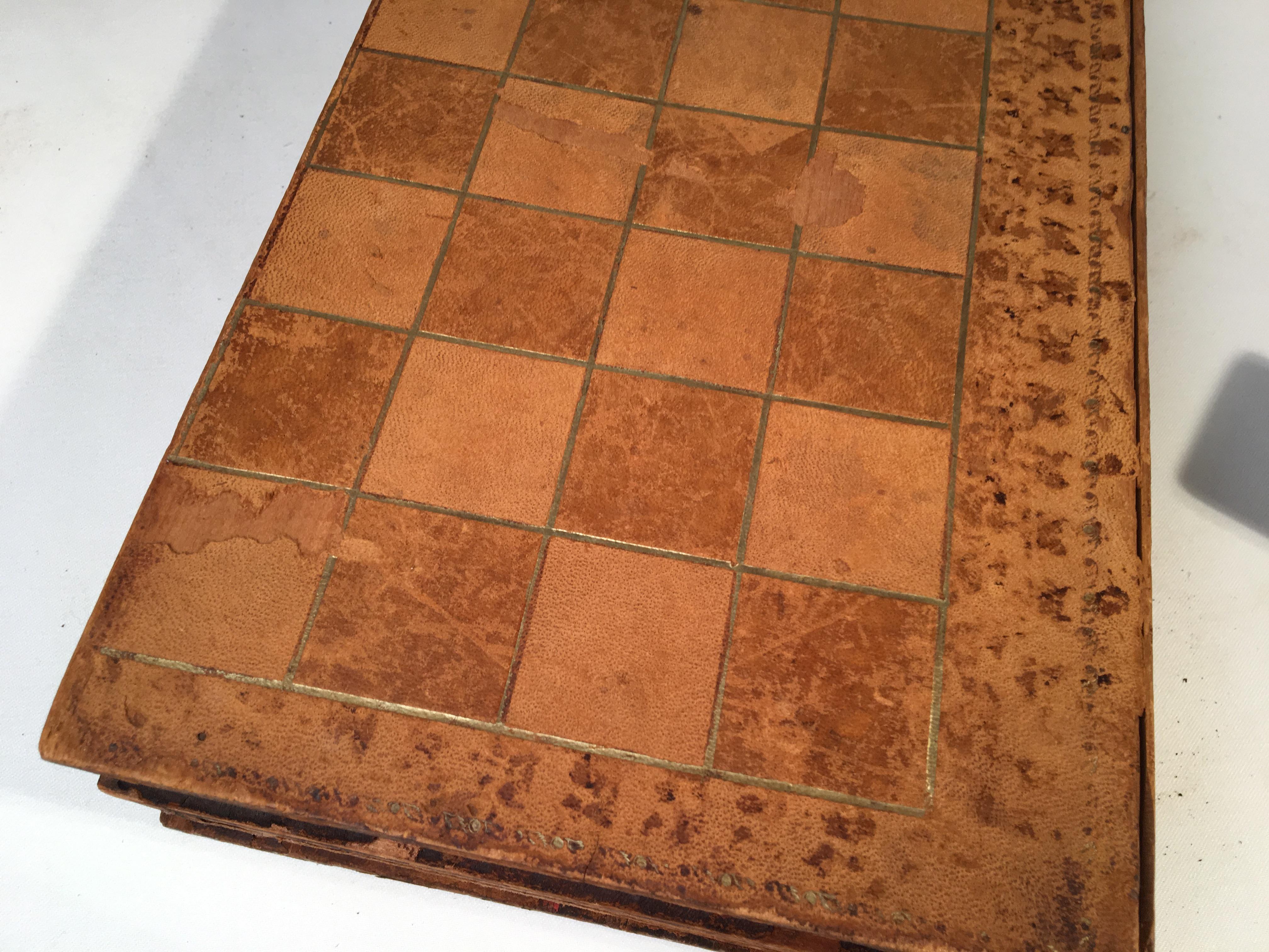 Victorian Leather Game Board and Card Box