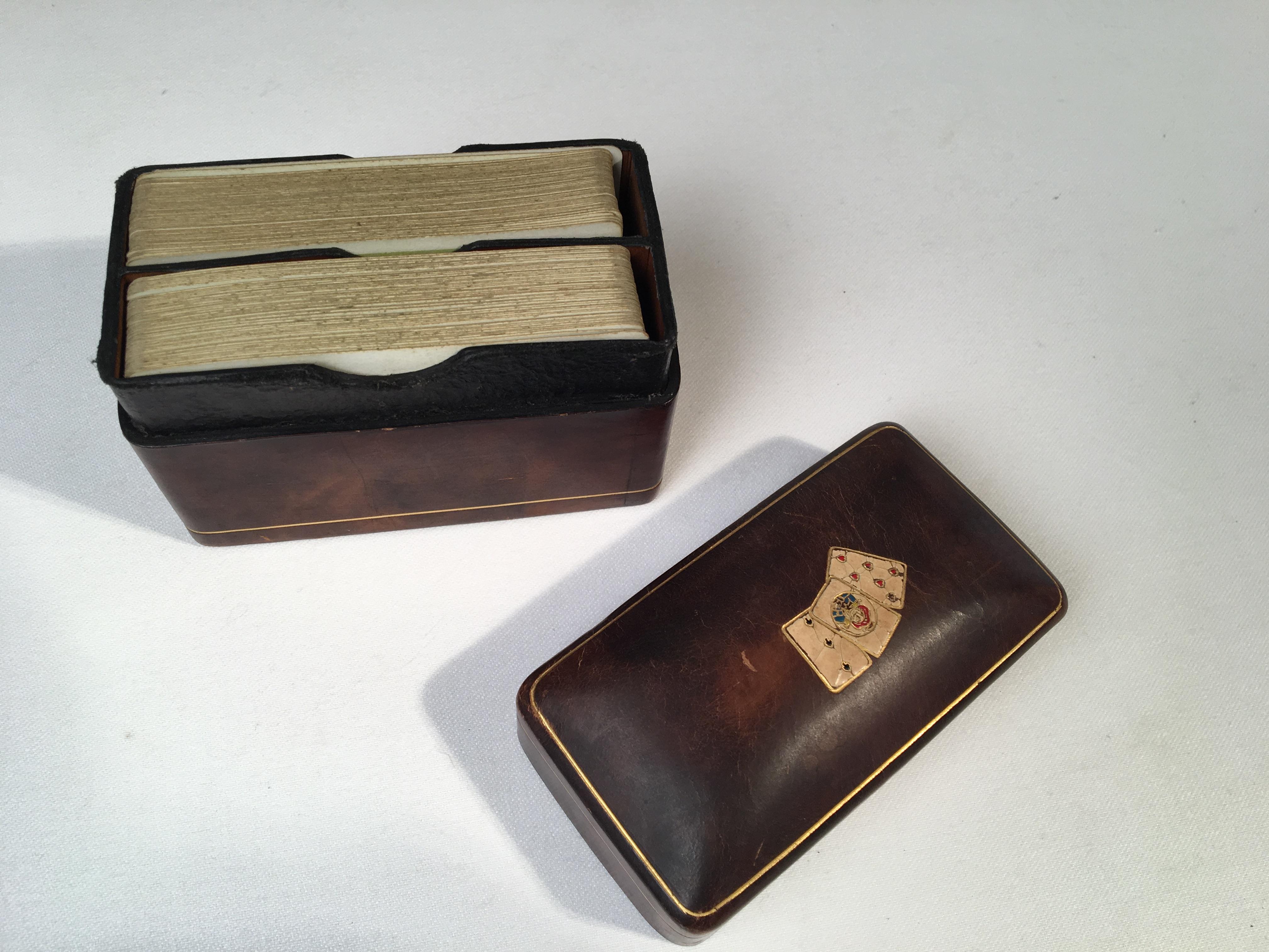 American Leather Game Board and Card Box