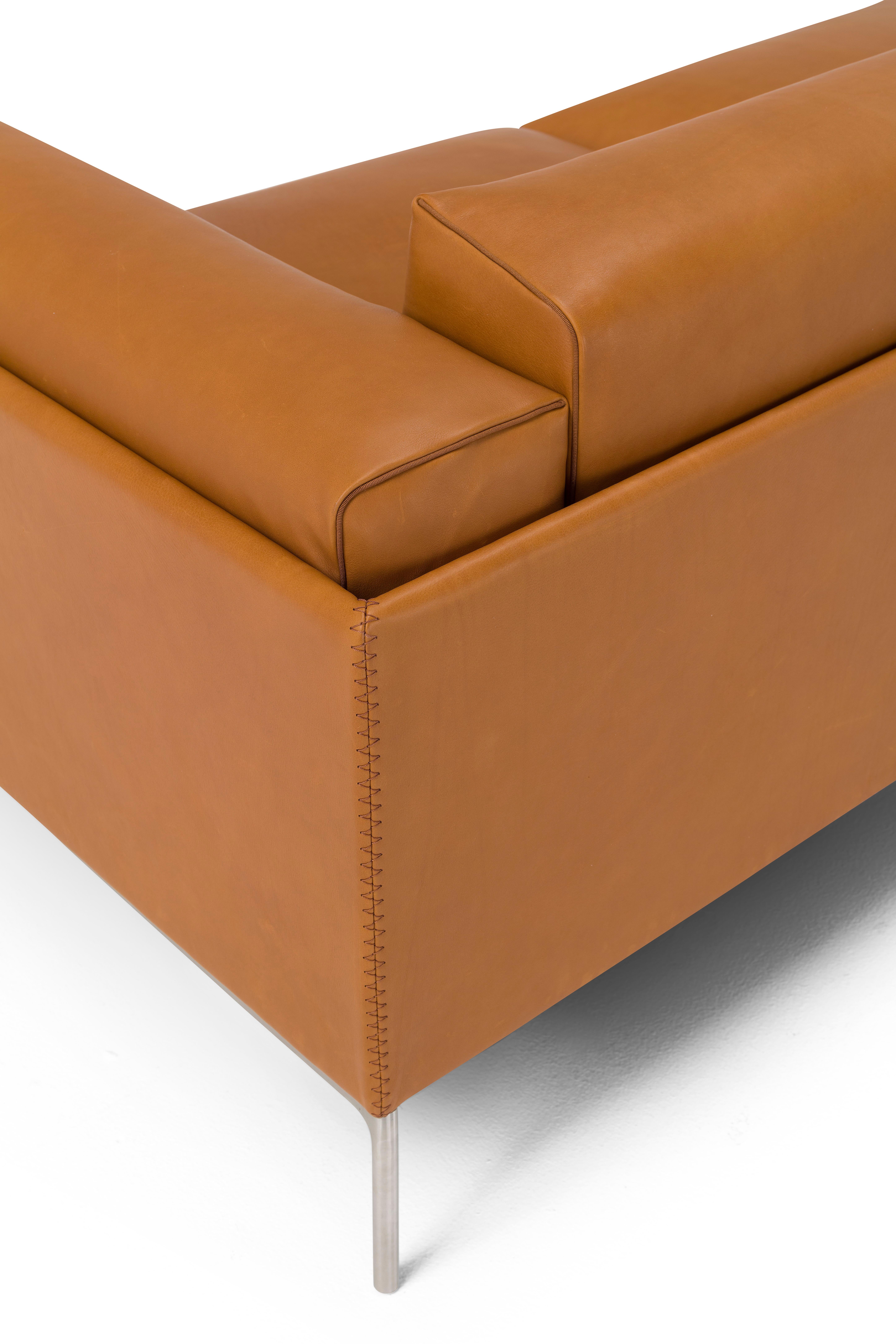 Post-Modern Leather Giorgio Sofa by Amura Lab For Sale