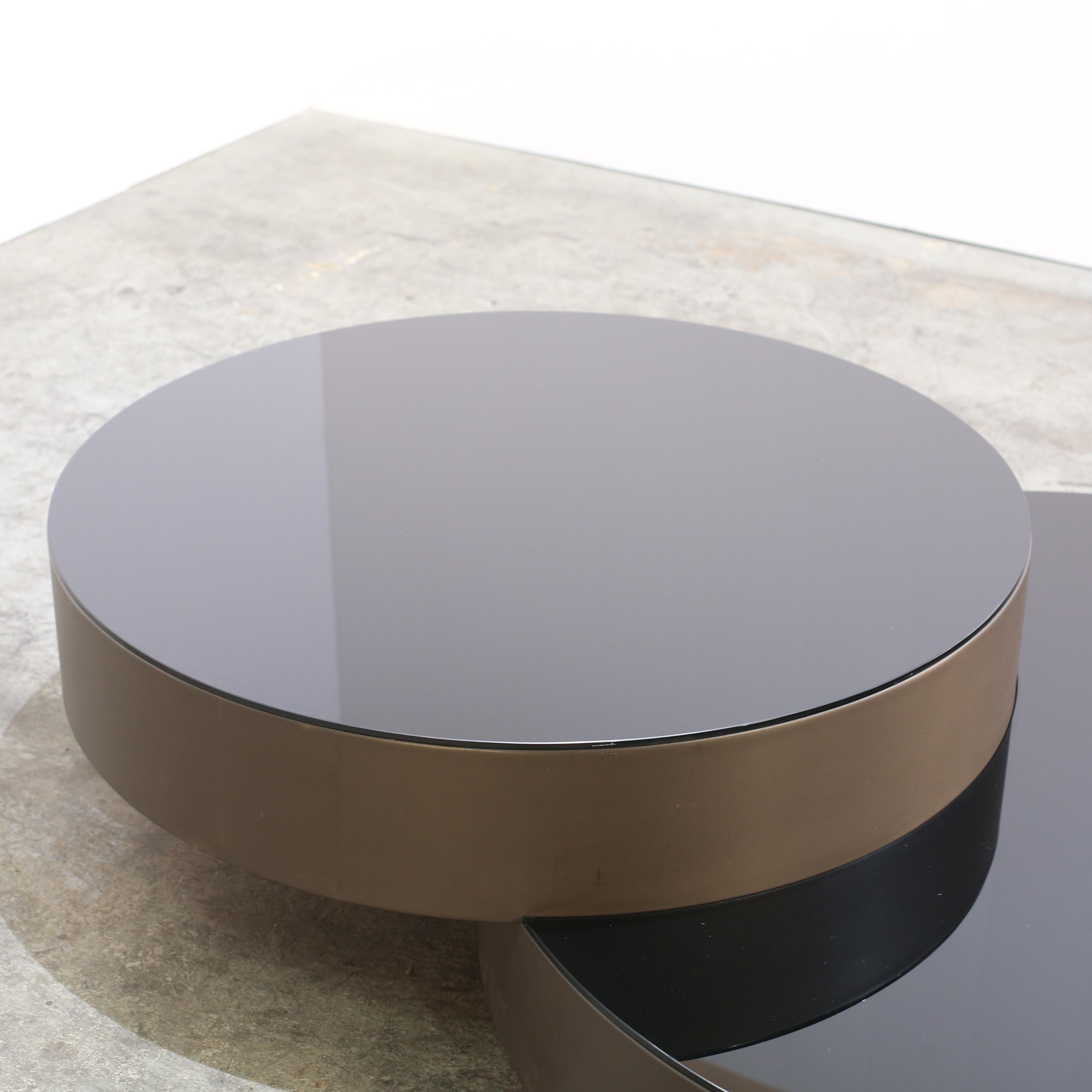 Table basse en cuir et verre Bon état - En vente à Basildon, London