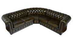Leather Green Chesterfield Sectional