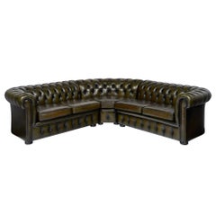 Leather Green Chesterfield Sectional