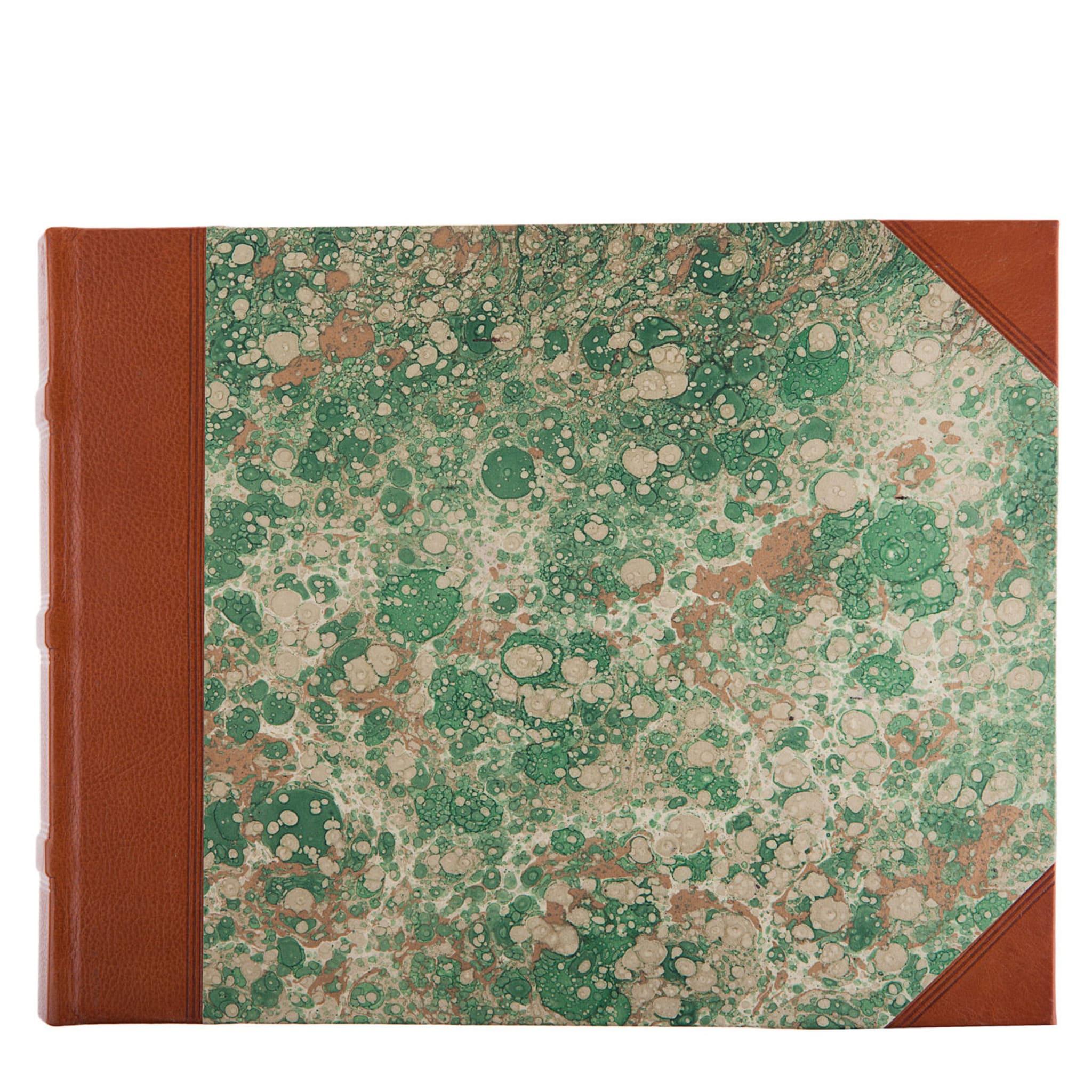 Italian Leather Green Landscape Photo Album For Sale
