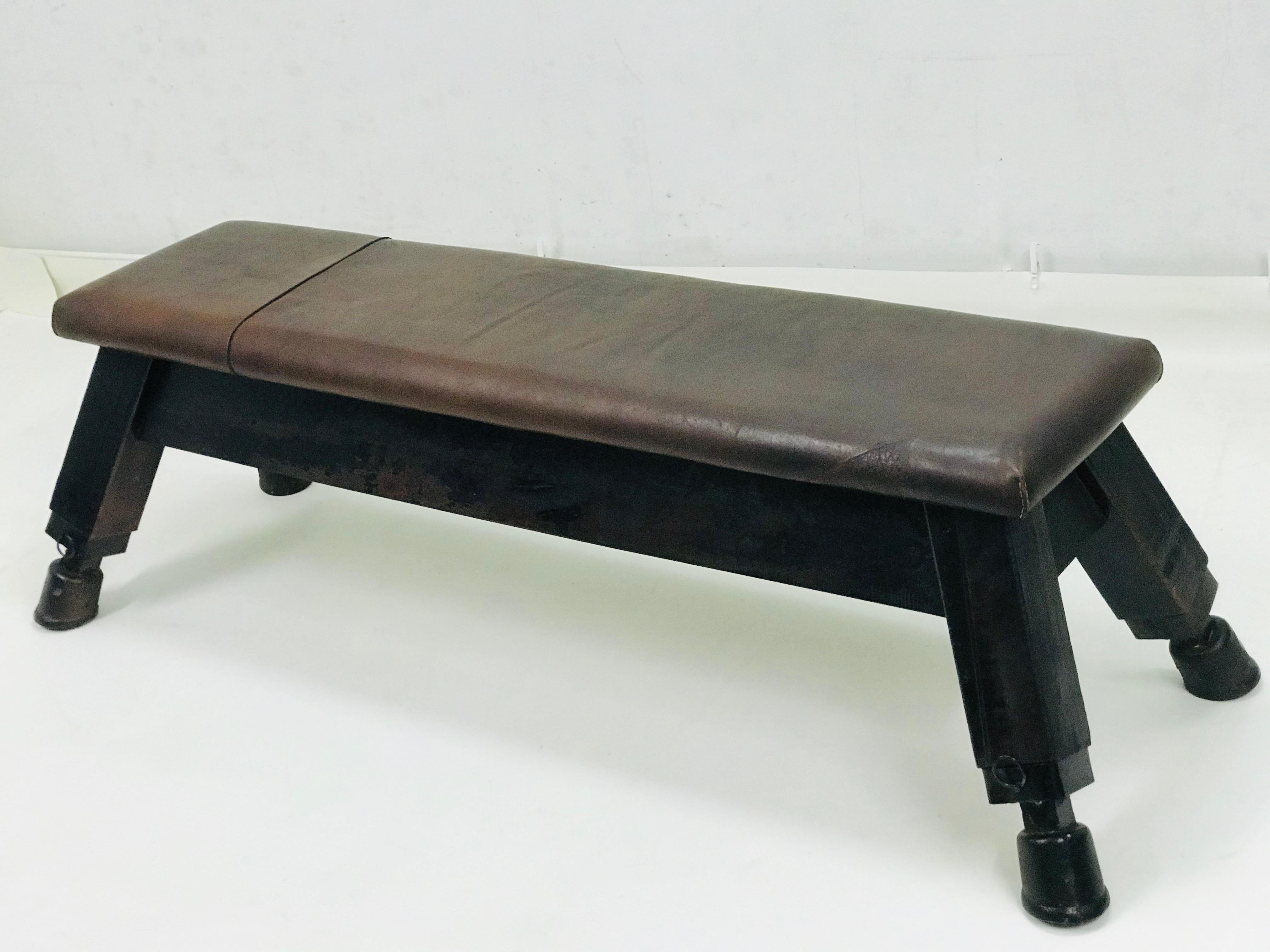 Machine-Made Leather Gym Bench, 