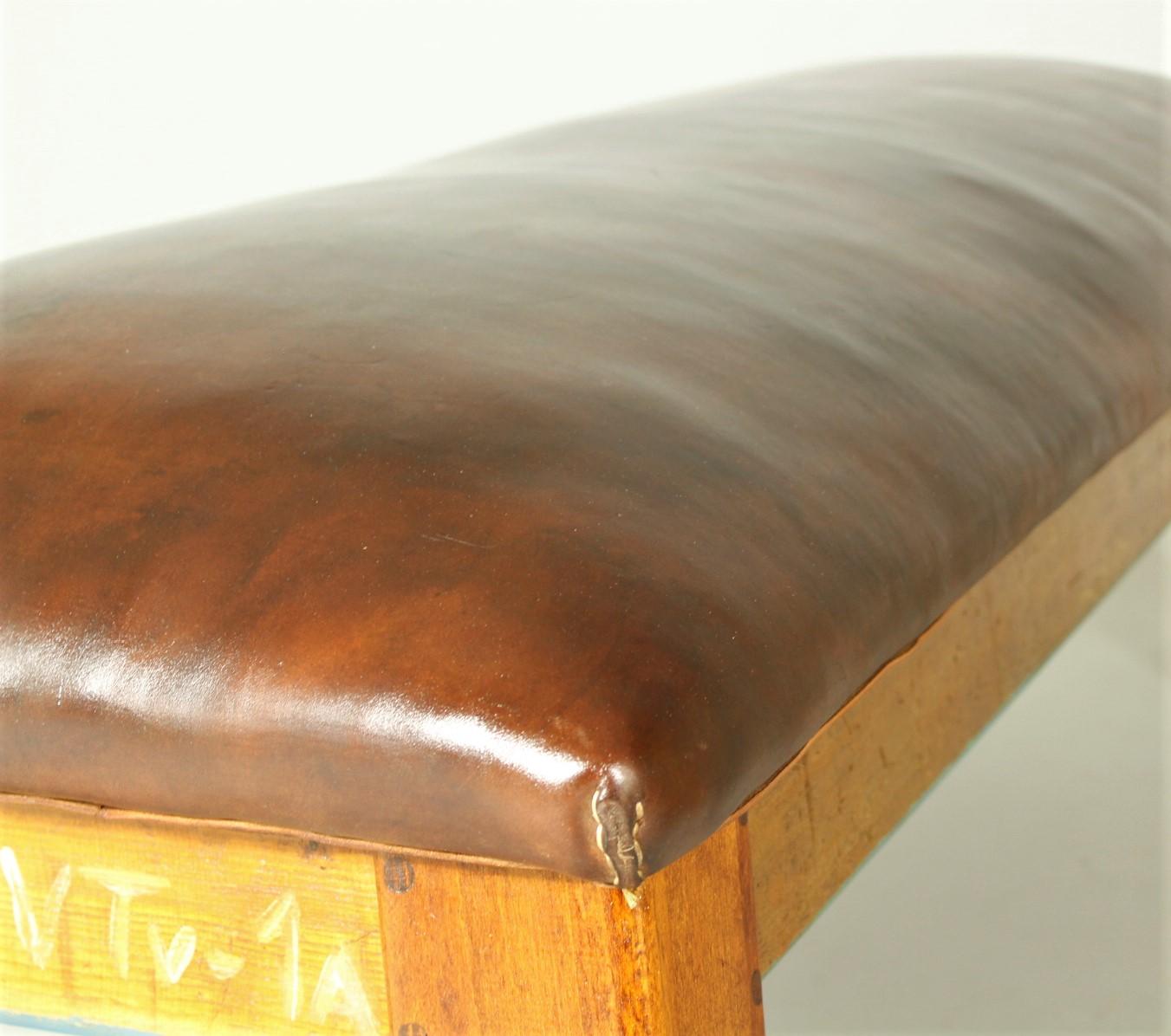 Leather Gym Bench, 1950s In Good Condition For Sale In Tochovice, CZ