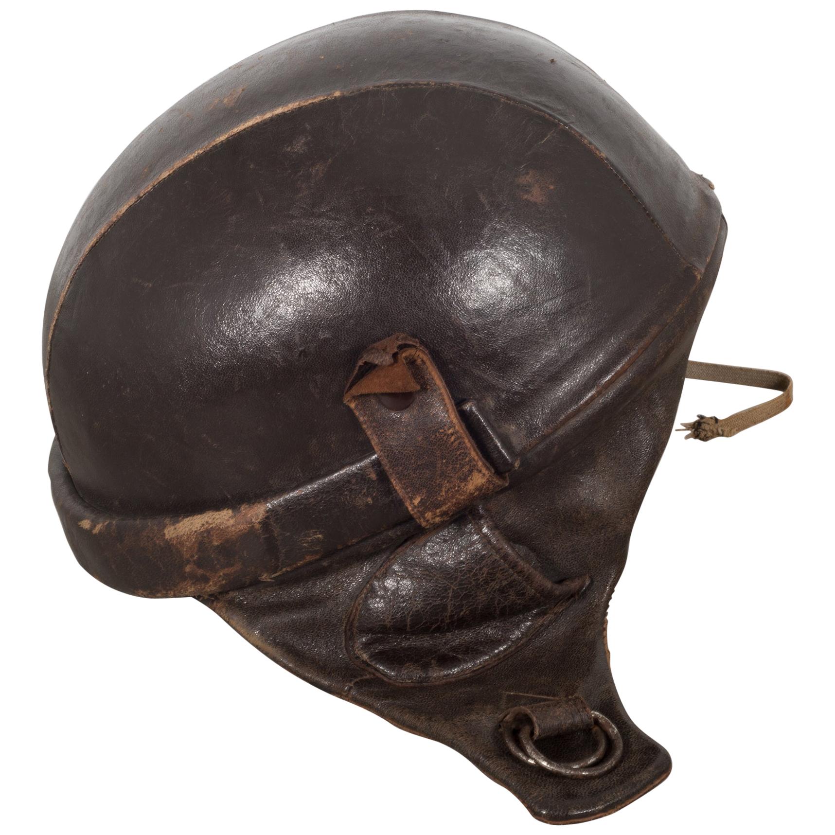 Leather Half Bowl Motorcycle Helmet, circa 1940
