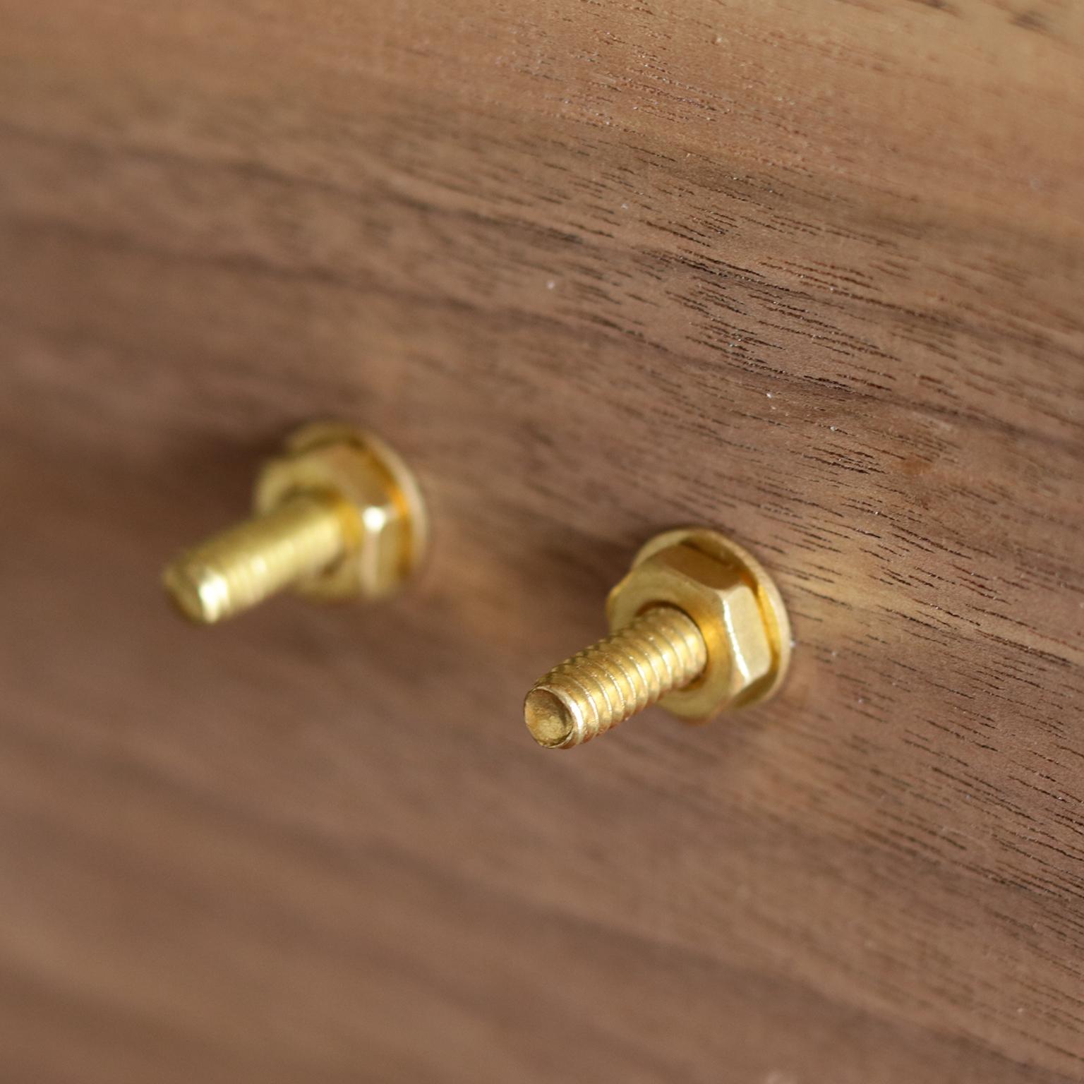 Hand-Crafted Leather Handle And Burnished Brass Cabinet Door Pulls For Sale