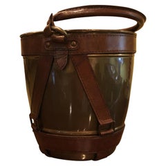 Leather Handle Midcentury Style Champagne Ice Bucket