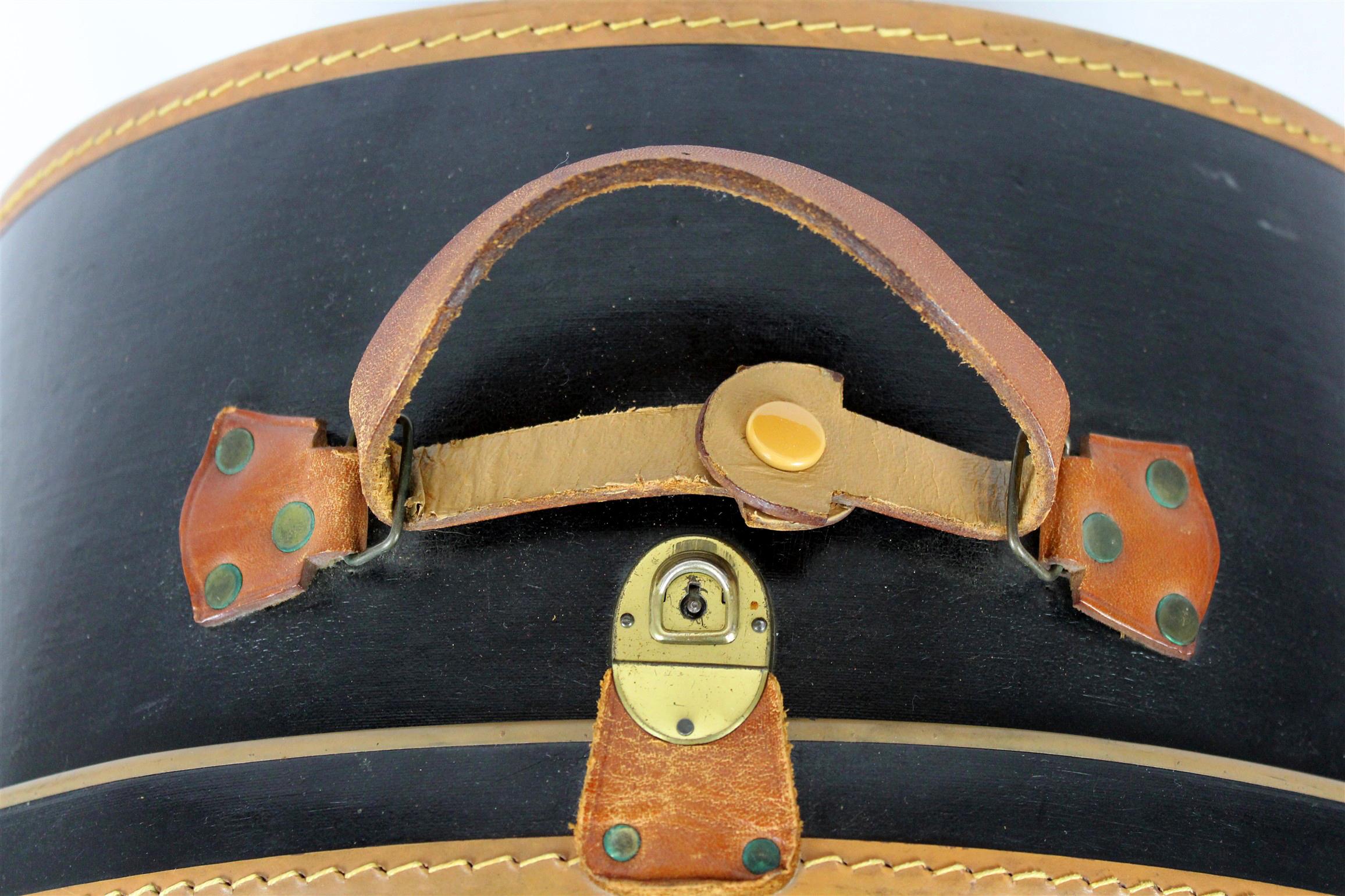 Leather Hat Box, Travel Trunk with Original Stickers, 1920s For Sale 10