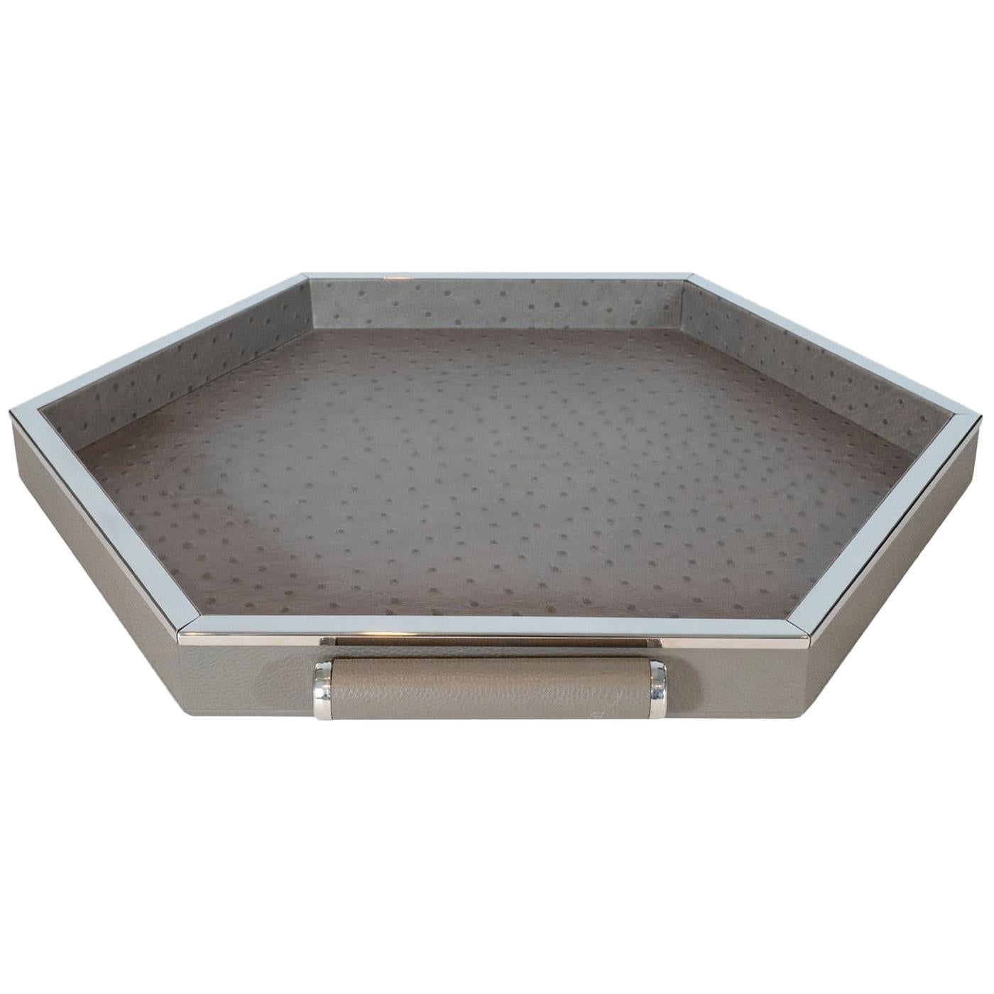 Leather Hexagonal Tray Small For Sale