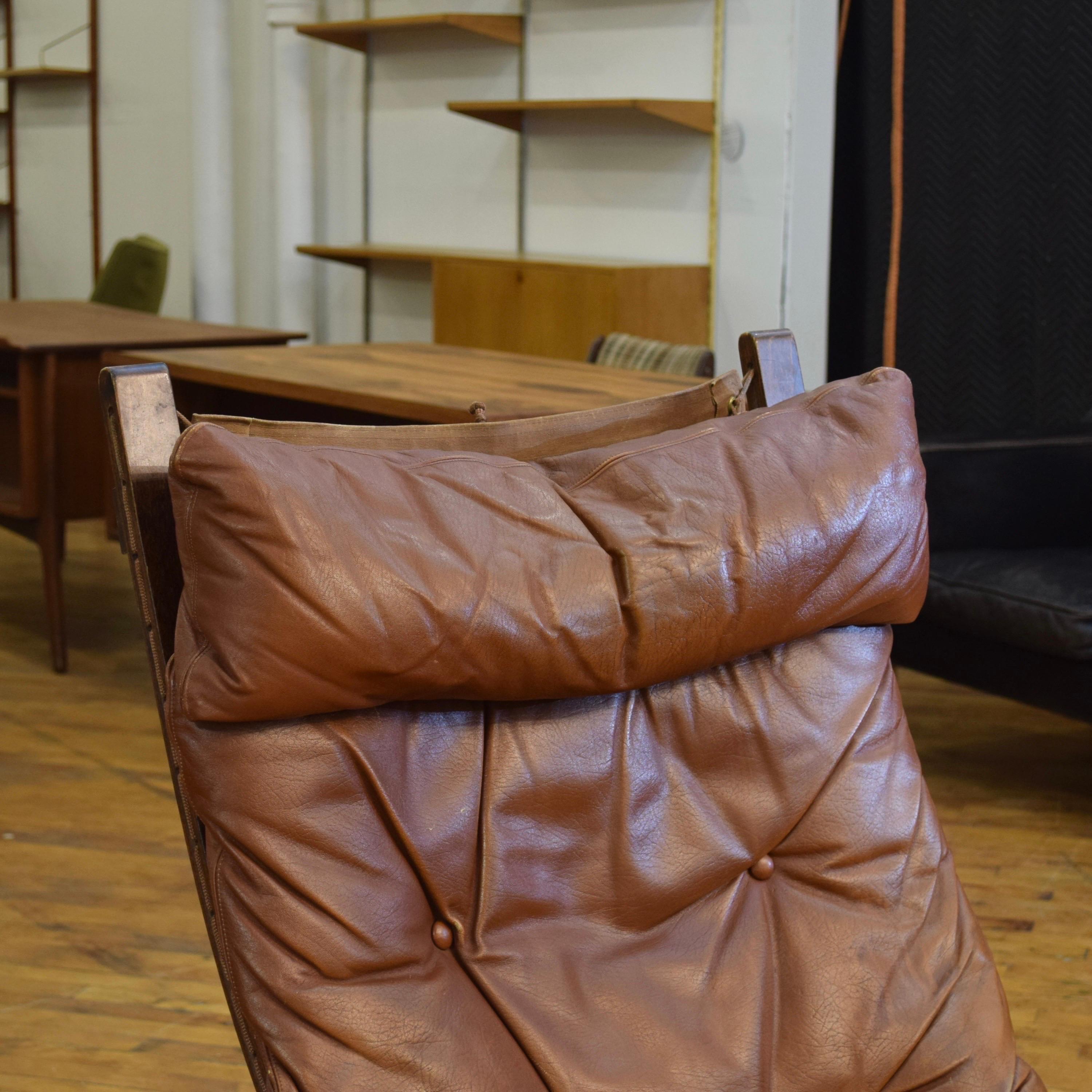 Silla Siesta con Respaldo Alto de Piel de Ingmar Relling para Westnofa en Bueno estado para la venta en Puslinch, ON