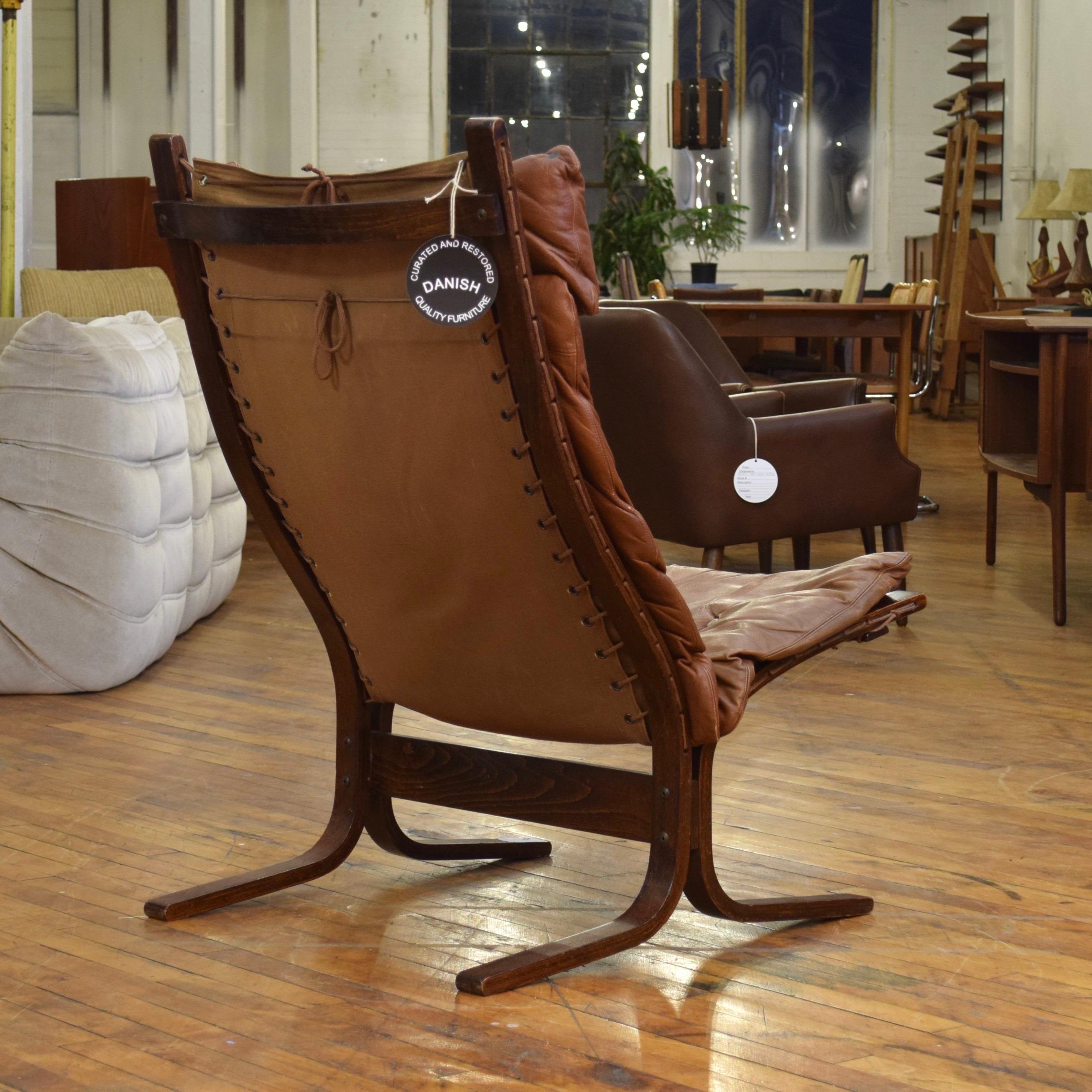 Silla Siesta con Respaldo Alto de Piel de Ingmar Relling para Westnofa mediados del siglo XX en venta