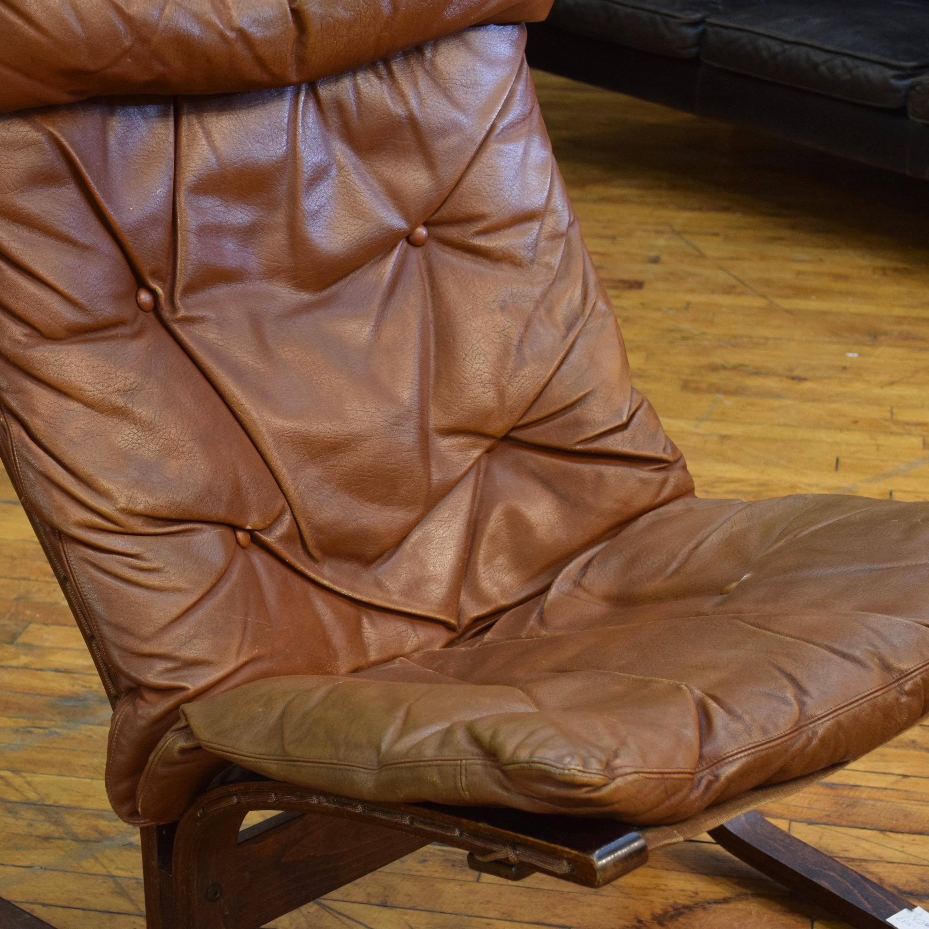Silla Siesta con Respaldo Alto de Piel de Ingmar Relling para Westnofa Cuero en venta