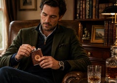 Fiaschetta da vino in pelle con Monogram, regalo vintage da gentiluomo con stampa a rilievo in coccodrillo