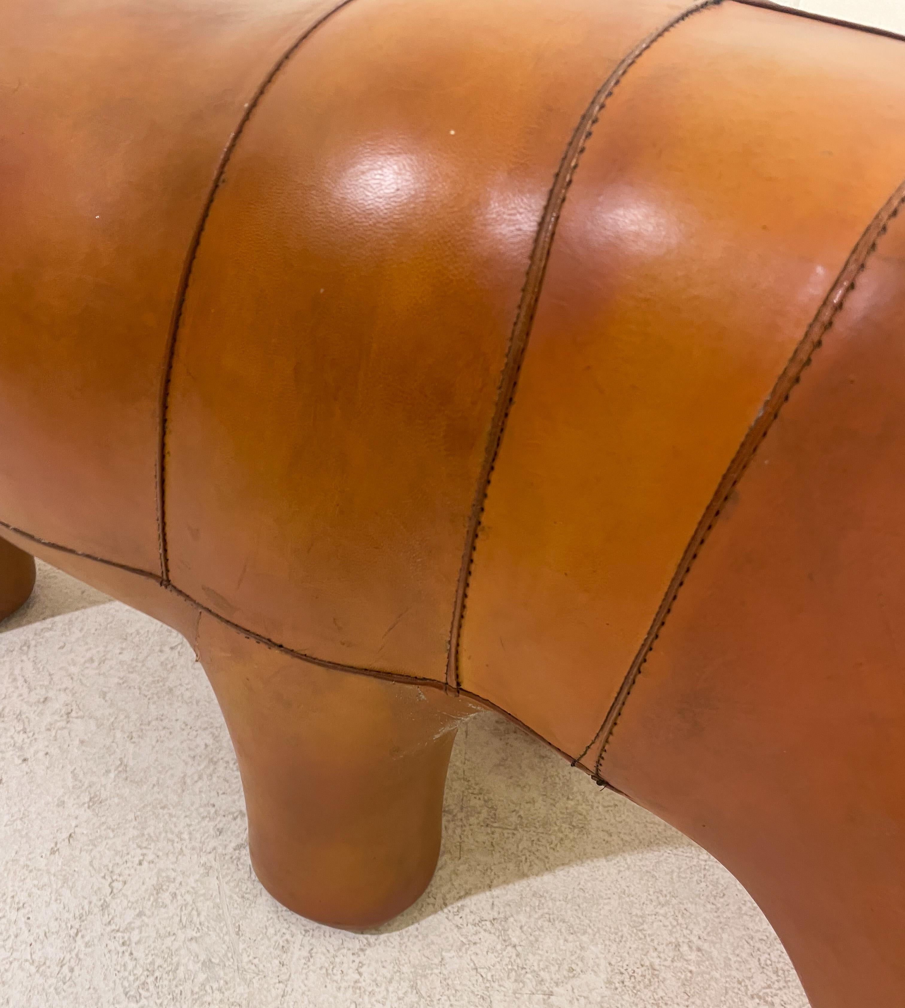 Mid-Century Modern Leather Hippo Footstool by Dimitri Omersa, 1960s