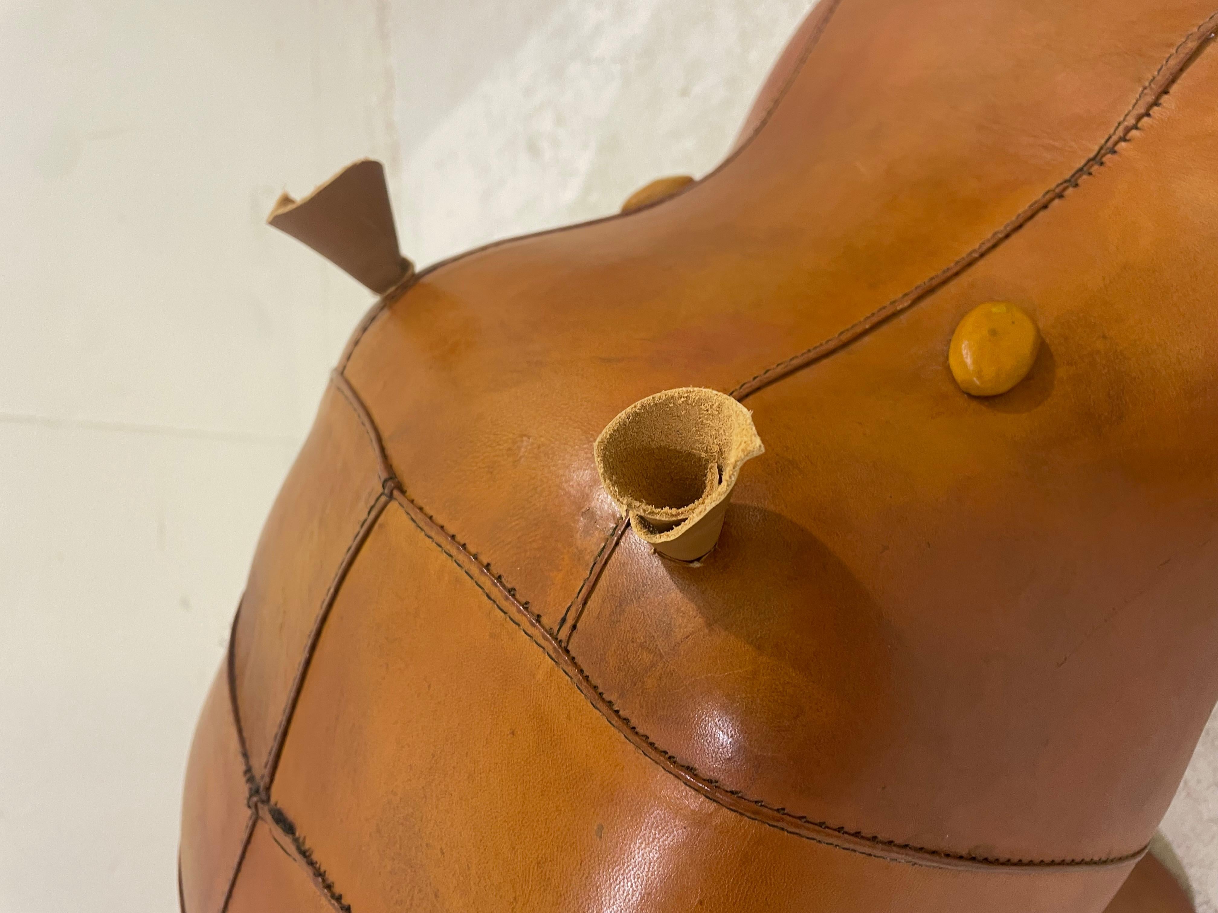 European Leather Hippo Footstool by Dimitri Omersa, 1960s