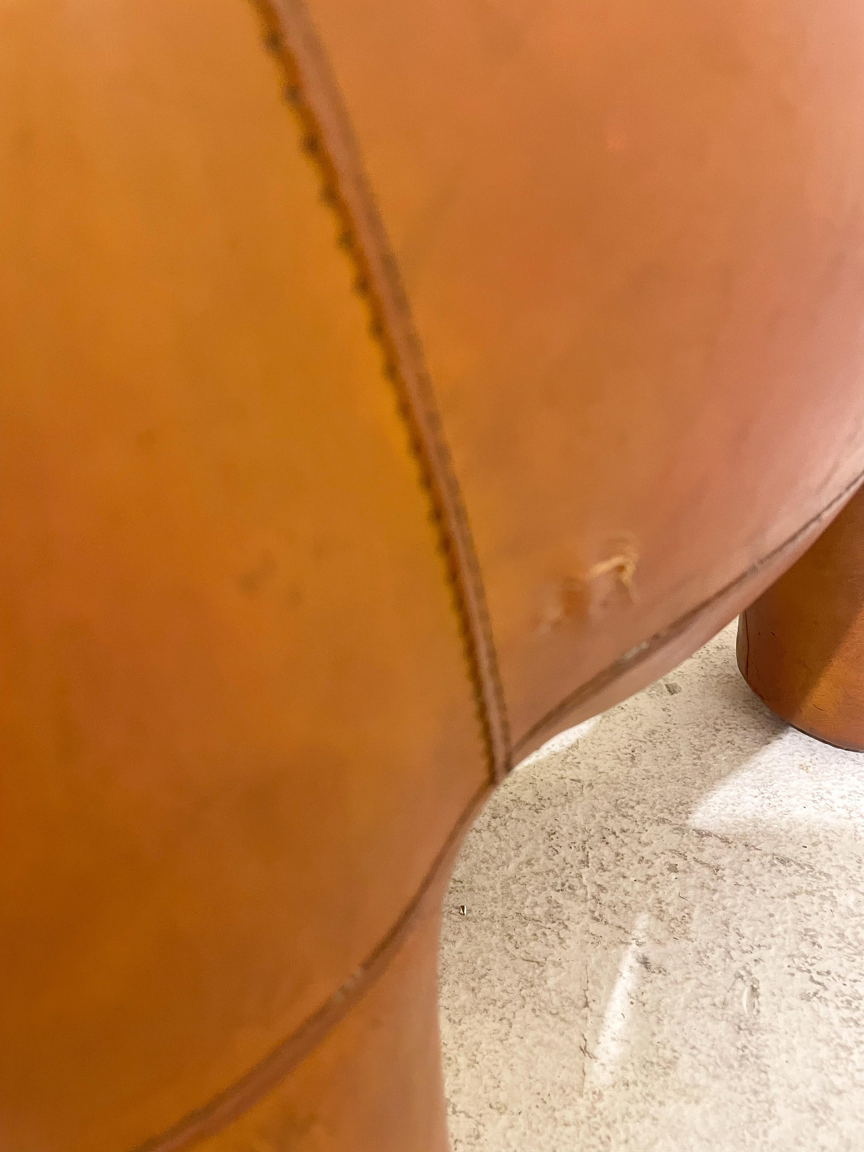 Leather Hippo Footstool by Dimitri Omersa, 1960s In Good Condition In Brussels, BE