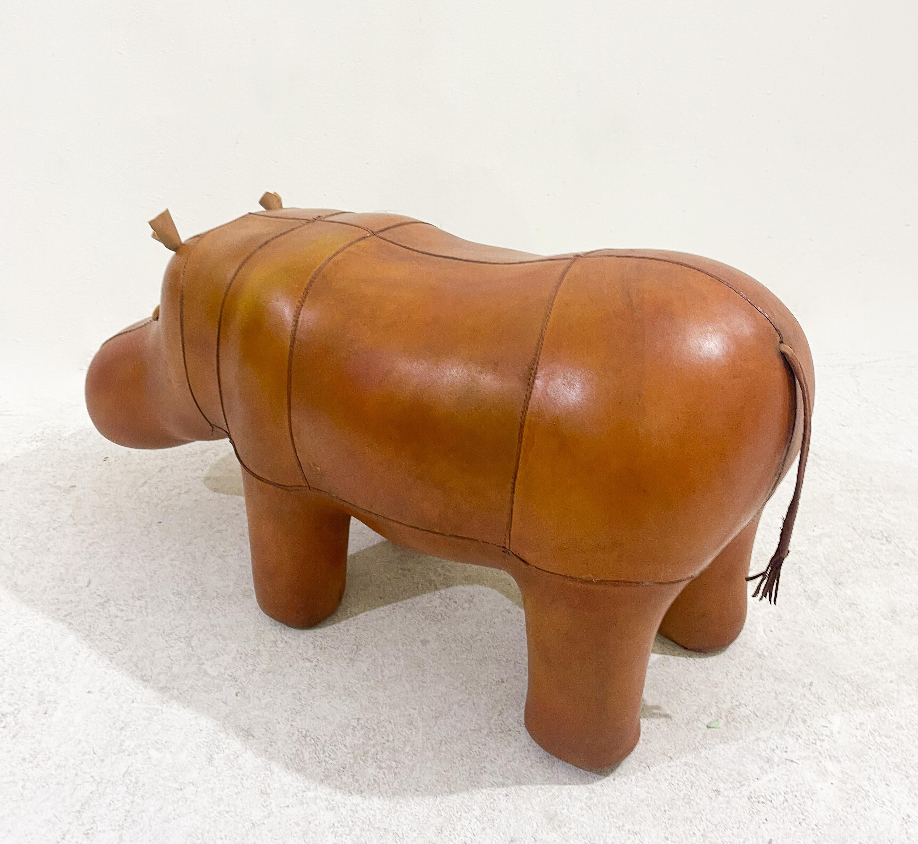 Leather Hippo Footstool by Dimitri Omersa, 1960s 1
