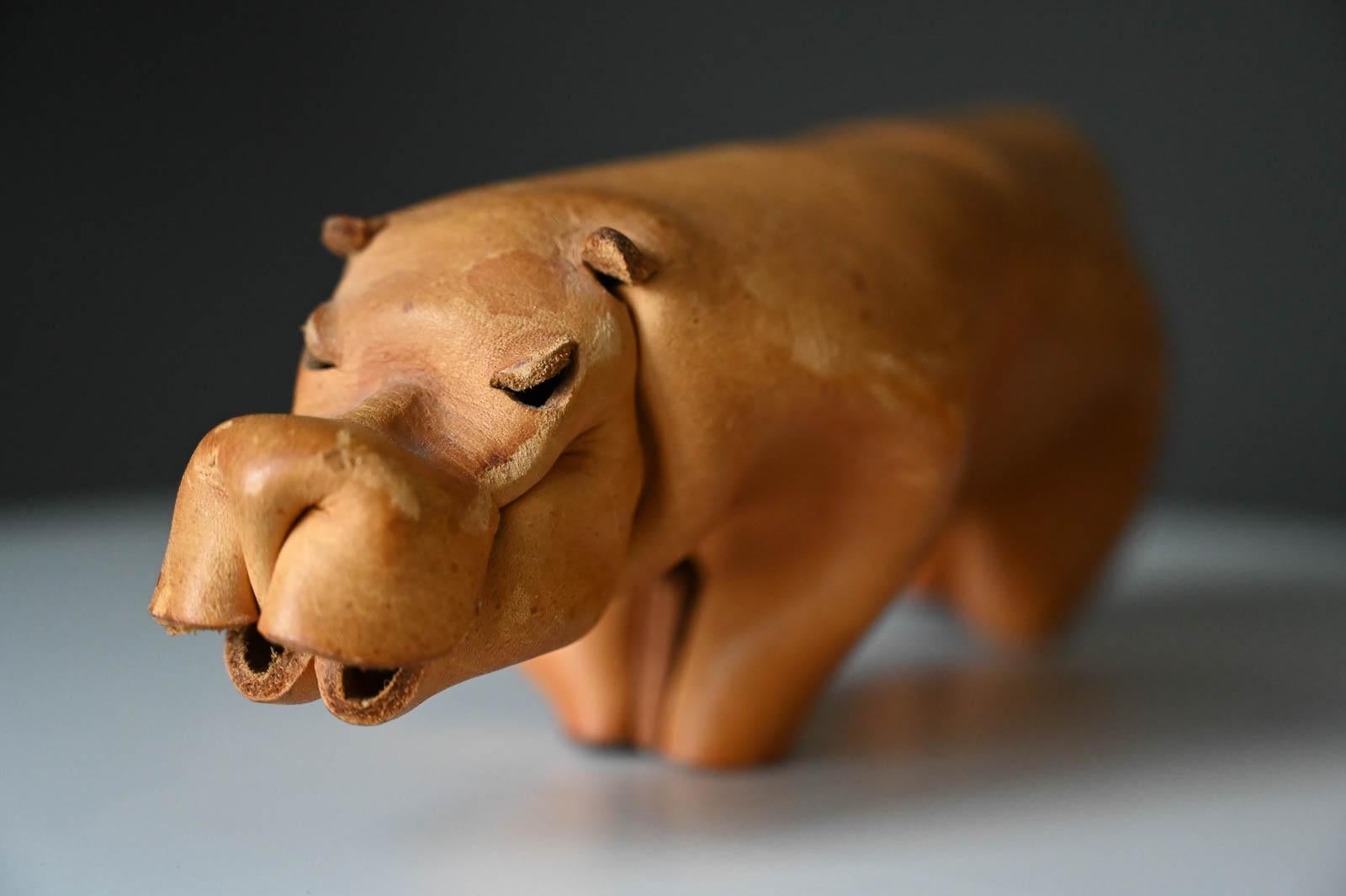 Leather Hippo Pair by Deru Germany, circa 1960 For Sale 4
