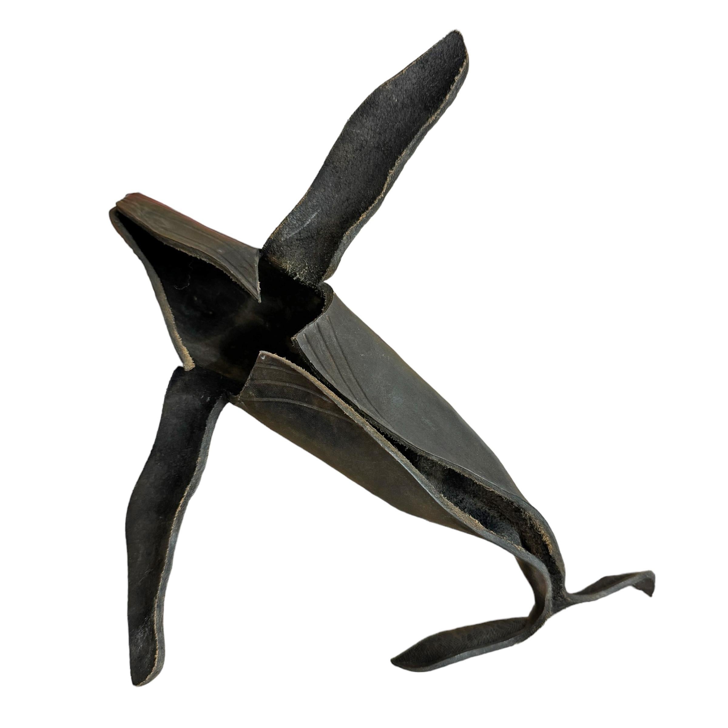 Leather Humpback Whale on Custom Steel Stand For Sale 3