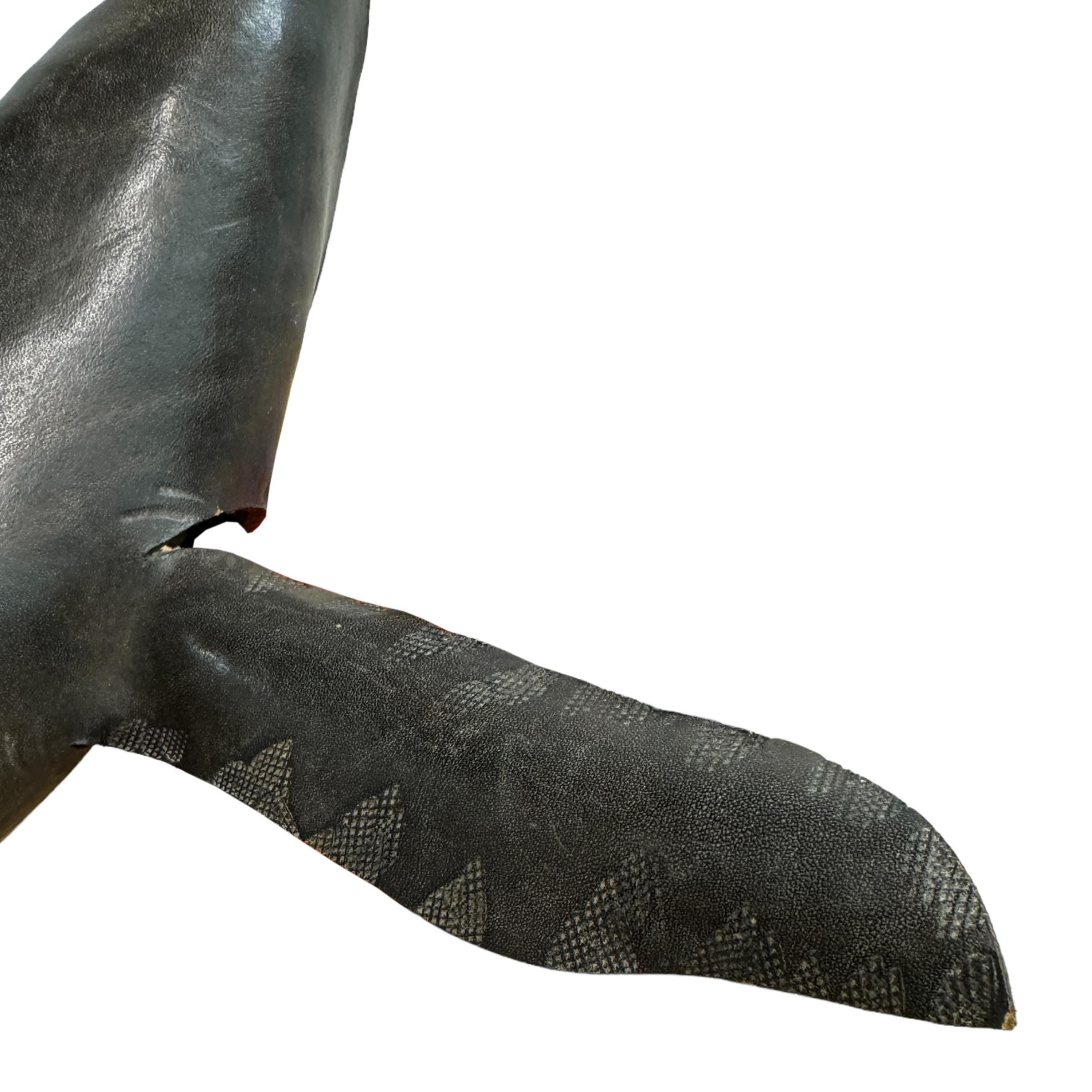 20th Century Leather Humpback Whale on Custom Steel Stand For Sale