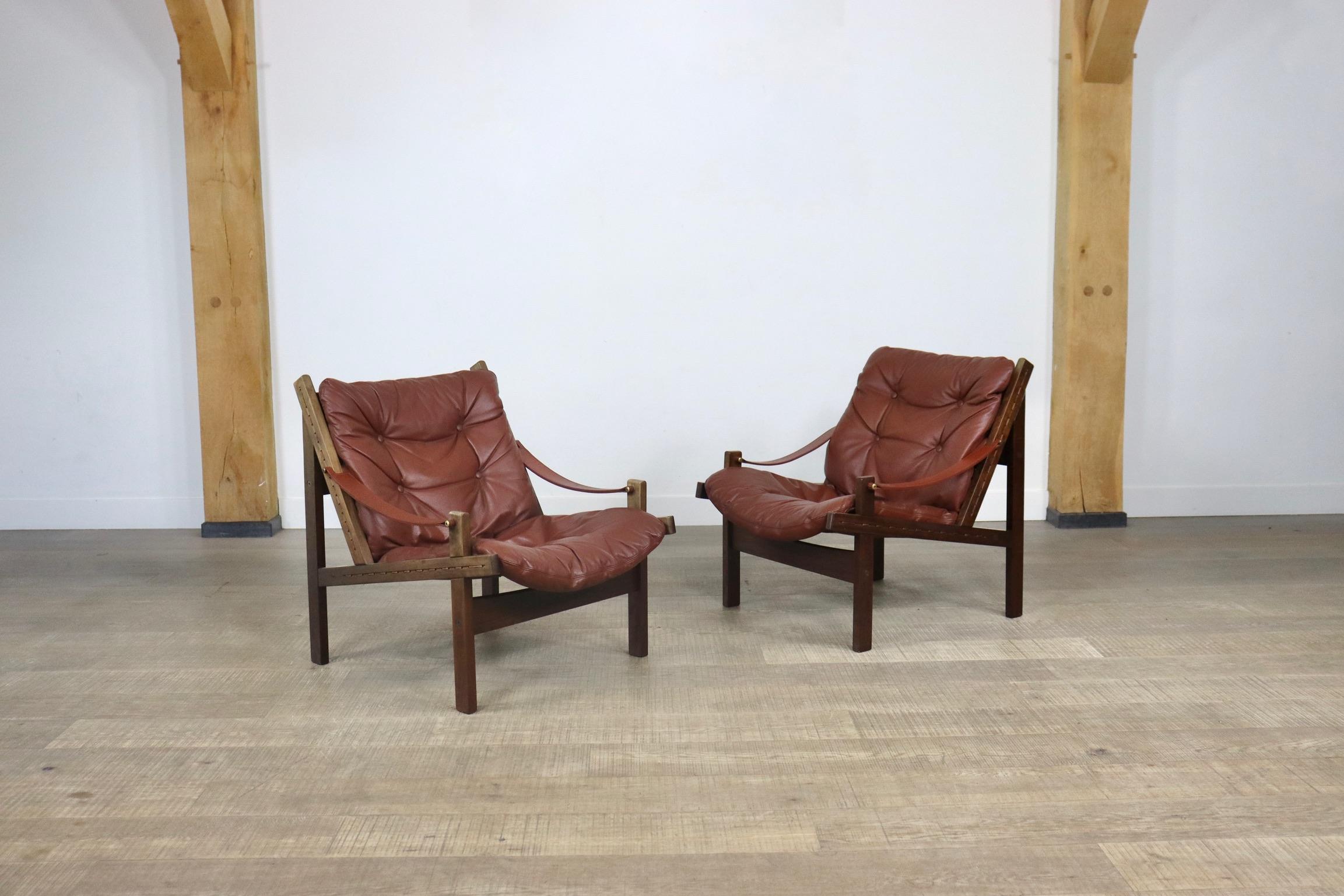 Leather Hunter Chairs by Torbjørn Afdal for Bruksbo, 1960s In Good Condition In ABCOUDE, UT