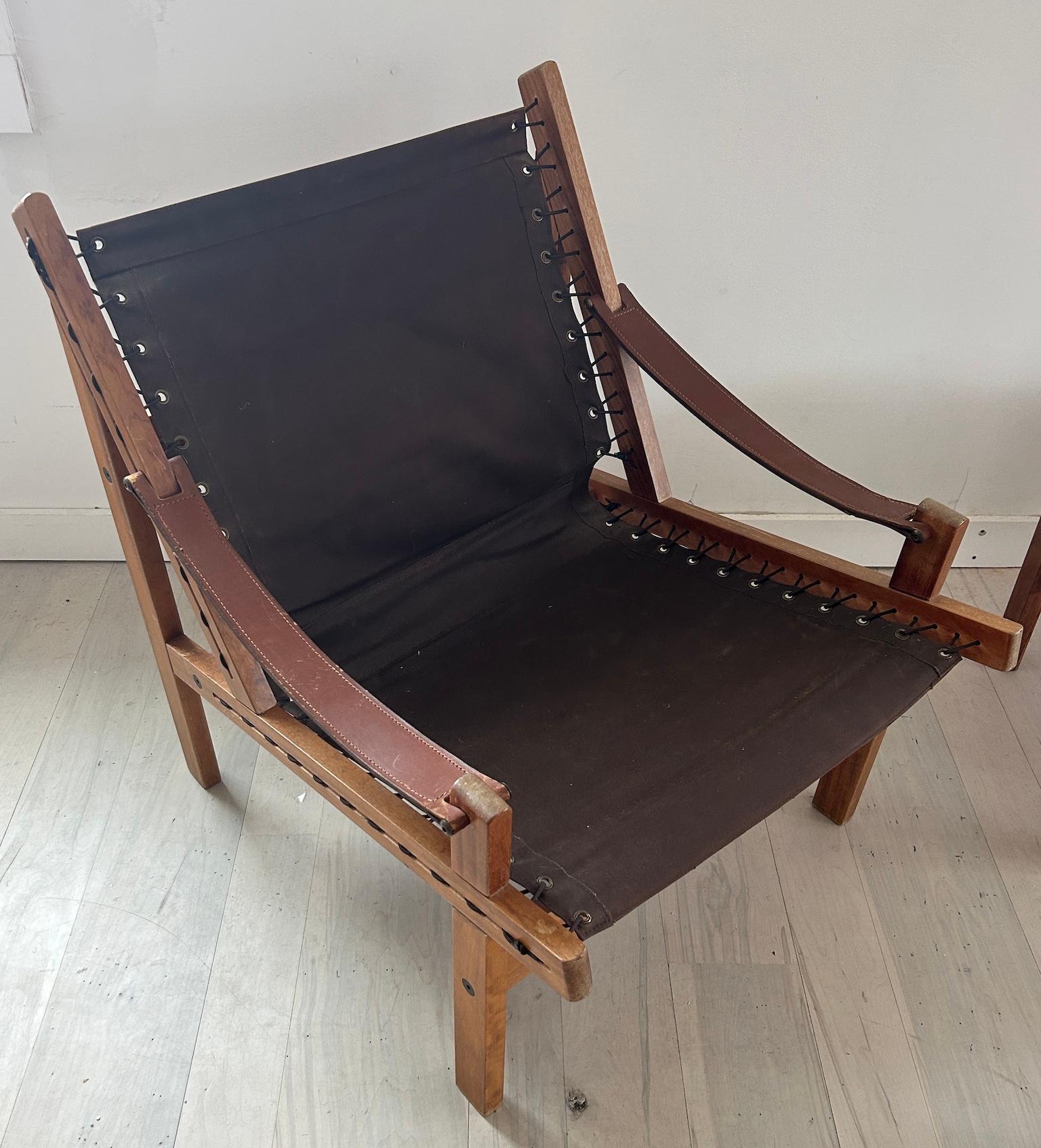 Leather Hunter Safari Lounge Chair and ottoman by Torbjørn Afdal for Bruksbo In Good Condition In BROOKLYN, NY
