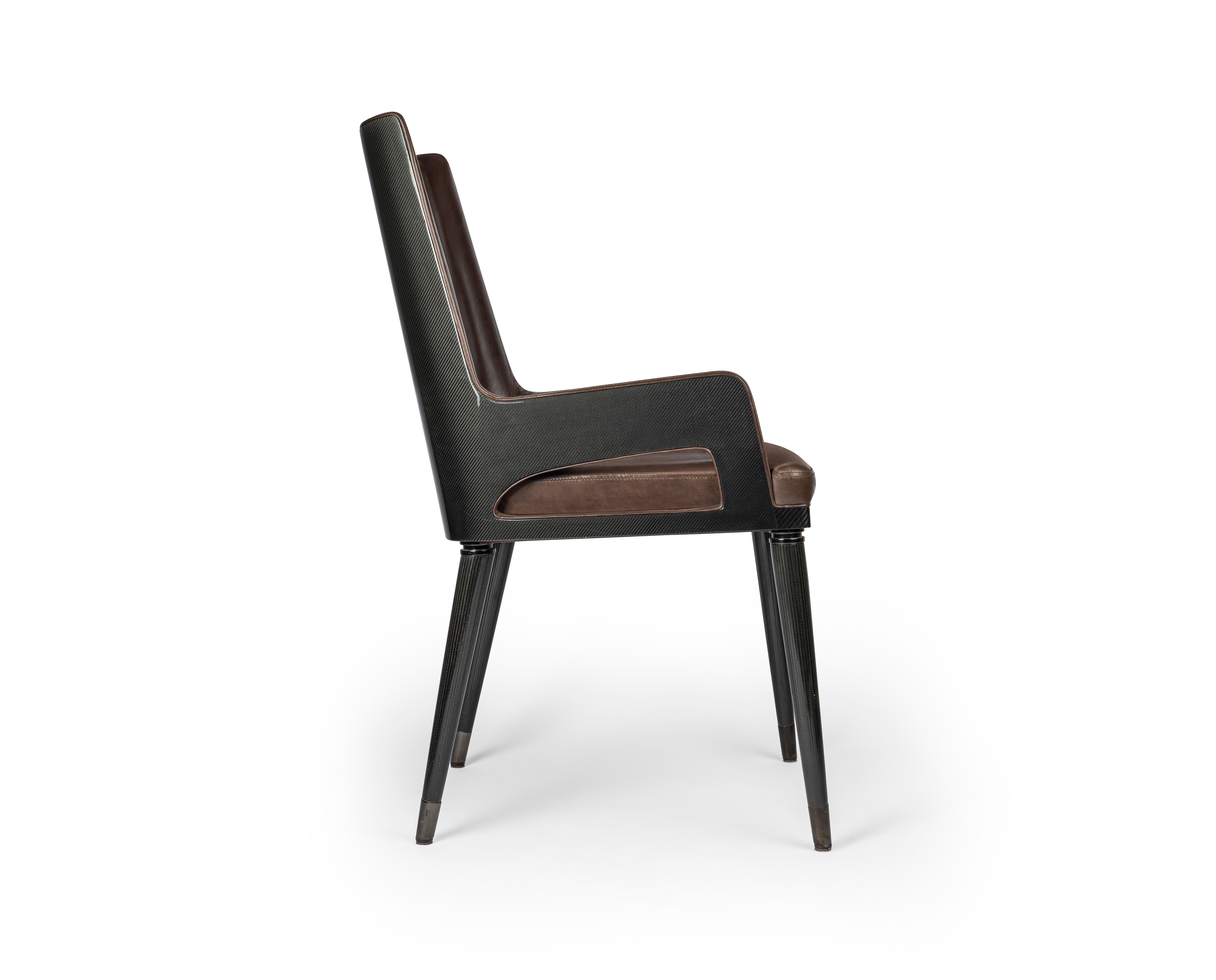 Modern Leather Irving Carver Chair by Madheke For Sale
