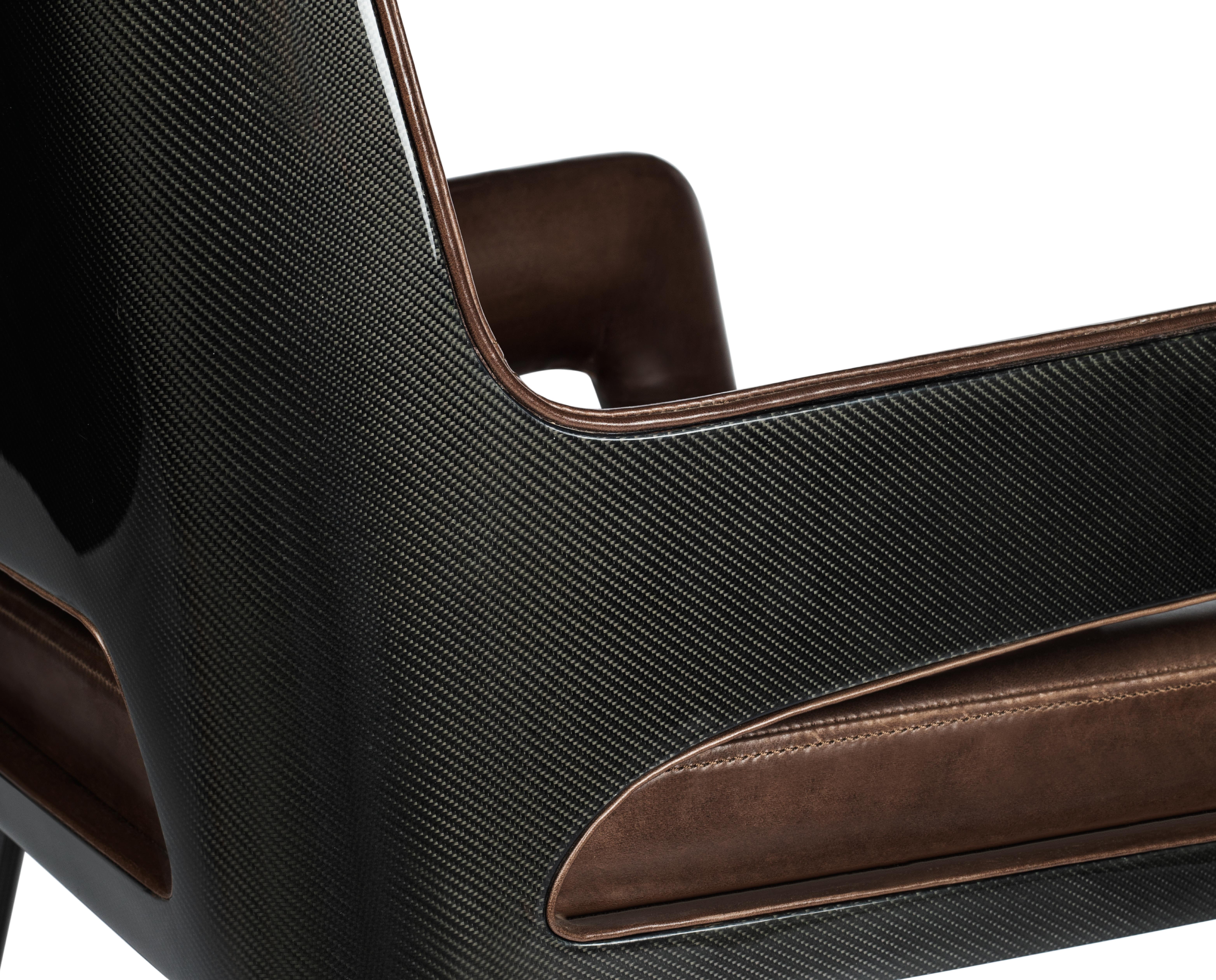 Contemporary Leather Irving Carver Chair by Madheke For Sale