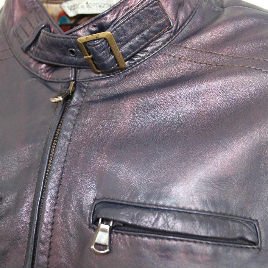 Gray Vanni Fornasiero Leather jacket size 44 For Sale